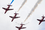 Trooping the Colour 2013: The RAF Flypast - the Red Arrows, red, white and blue smoke!. Image #932, 15 June 2013 13:03 Horse Guards Parade, London, UK