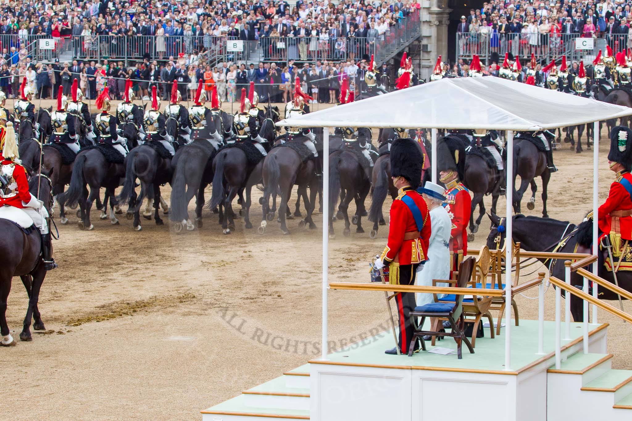 Trooping the Colour 2014.
Horse Guards Parade, Westminster,
London SW1A,

United Kingdom,
on 14 June 2014 at 12:01, image #829