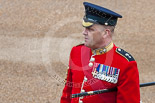 Trooping the Colour 2015: WO1 Garrison Sergeant Major W D G Mott OBE MVO, Welsh Guards, the man in charge of ceremonial events for London District, on his last day at work before retiring from the army. Image #29, 13 June 2015 10:00 Horse Guards Parade, London, UK