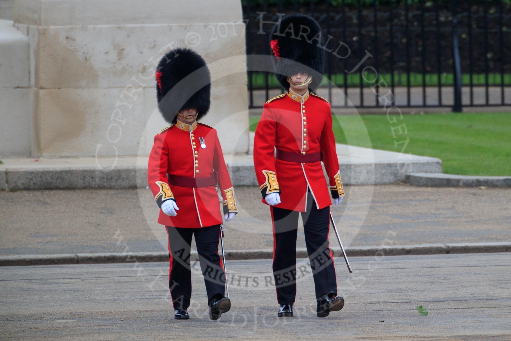 during The Colonel's Review {iptcyear4} (final rehearsal for Trooping the Colour, The Queen's Birthday Parade)  at Horse Guards Parade, Westminster, London, 2 June 2018, 09:54.