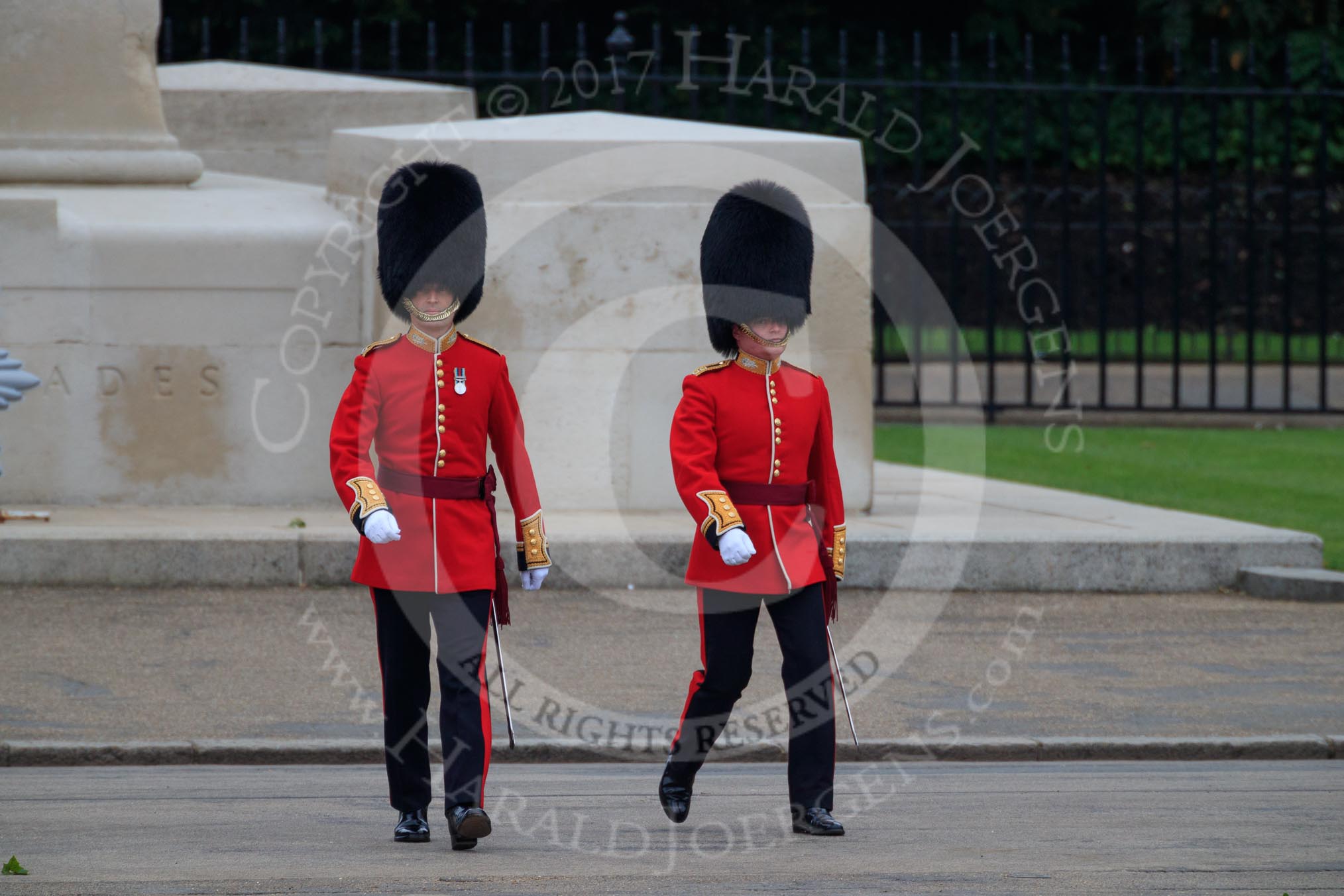during The Colonel's Review {iptcyear4} (final rehearsal for Trooping the Colour, The Queen's Birthday Parade)  at Horse Guards Parade, Westminster, London, 2 June 2018, 09:54.