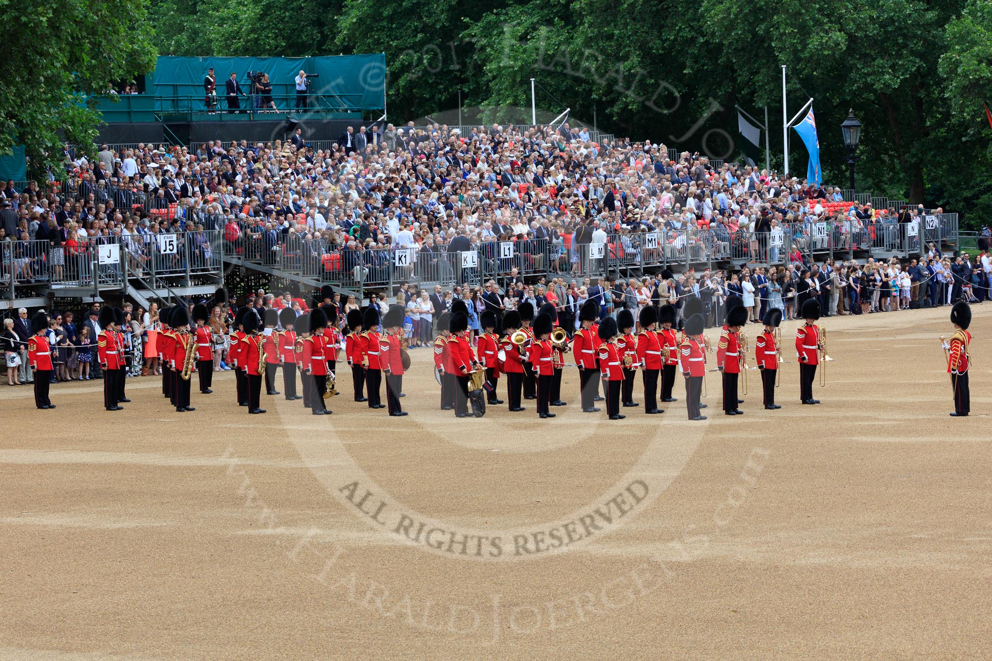 during The Colonel's Review {iptcyear4} (final rehearsal for Trooping the Colour, The Queen's Birthday Parade)  at Horse Guards Parade, Westminster, London, 2 June 2018, 10:15.