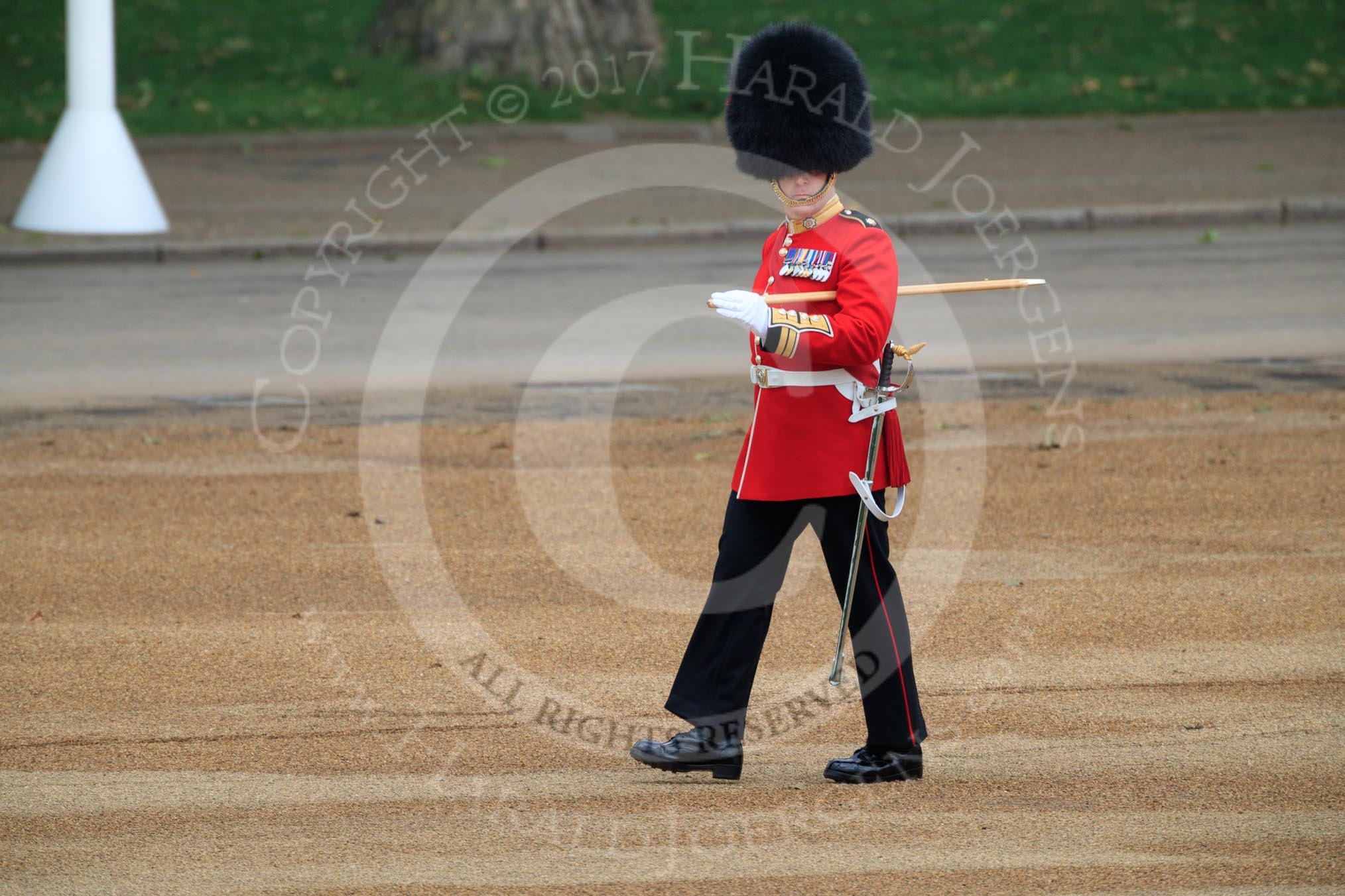 during The Colonel's Review {iptcyear4} (final rehearsal for Trooping the Colour, The Queen's Birthday Parade)  at Horse Guards Parade, Westminster, London, 2 June 2018, 10:18.