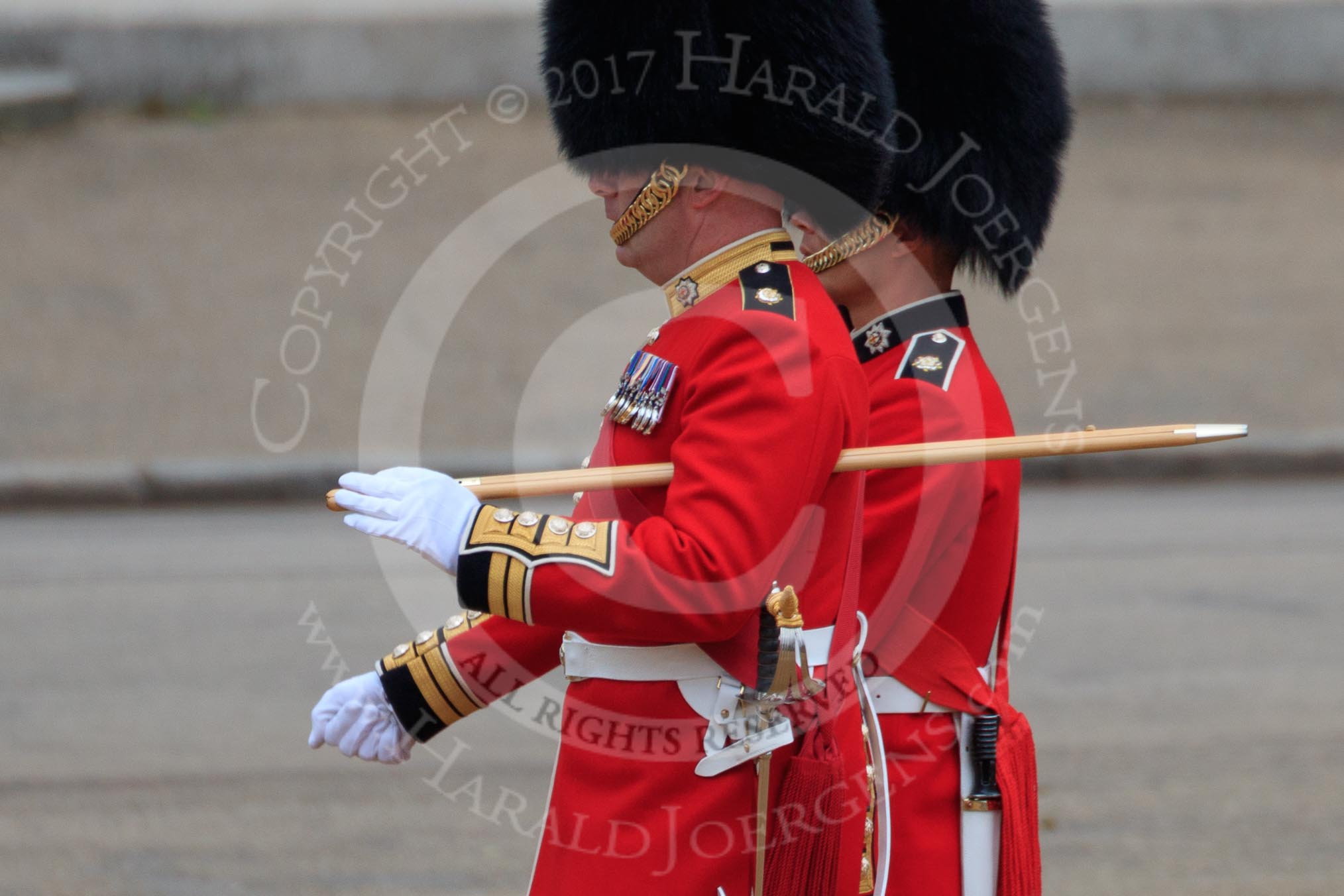 during The Colonel's Review {iptcyear4} (final rehearsal for Trooping the Colour, The Queen's Birthday Parade)  at Horse Guards Parade, Westminster, London, 2 June 2018, 10:19.