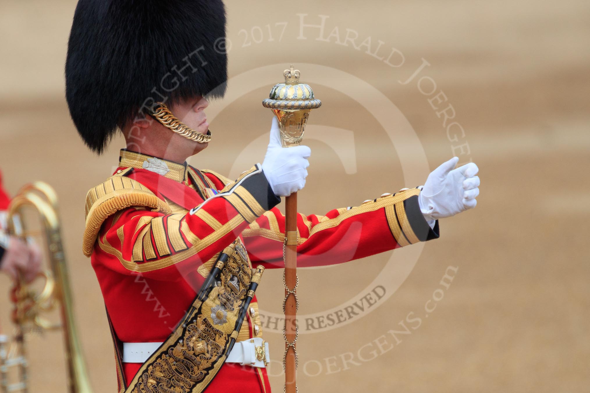during The Colonel's Review {iptcyear4} (final rehearsal for Trooping the Colour, The Queen's Birthday Parade)  at Horse Guards Parade, Westminster, London, 2 June 2018, 10:19.