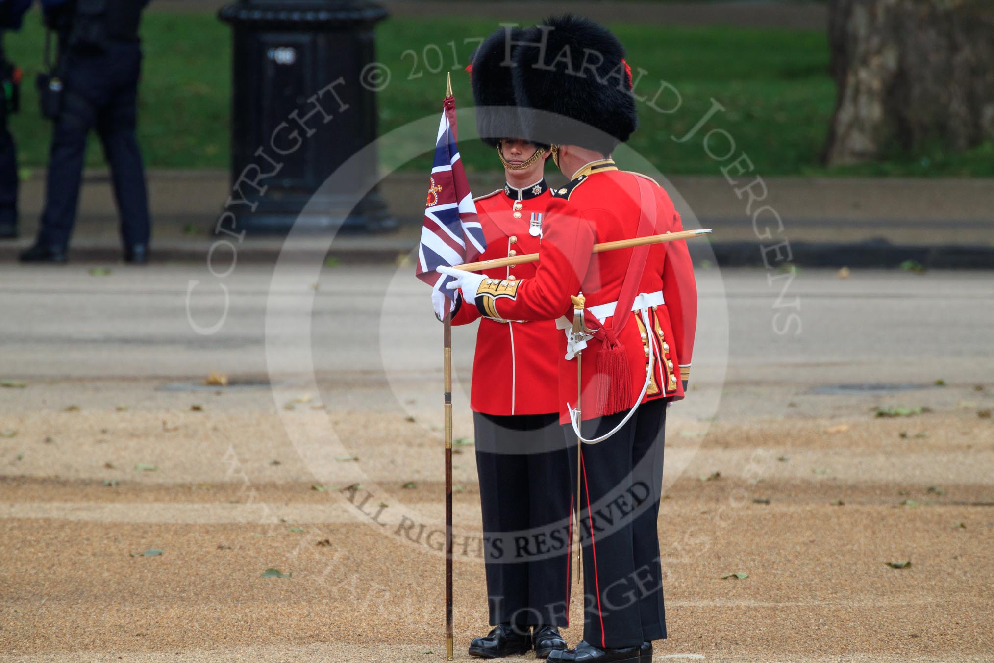 during The Colonel's Review {iptcyear4} (final rehearsal for Trooping the Colour, The Queen's Birthday Parade)  at Horse Guards Parade, Westminster, London, 2 June 2018, 10:20.