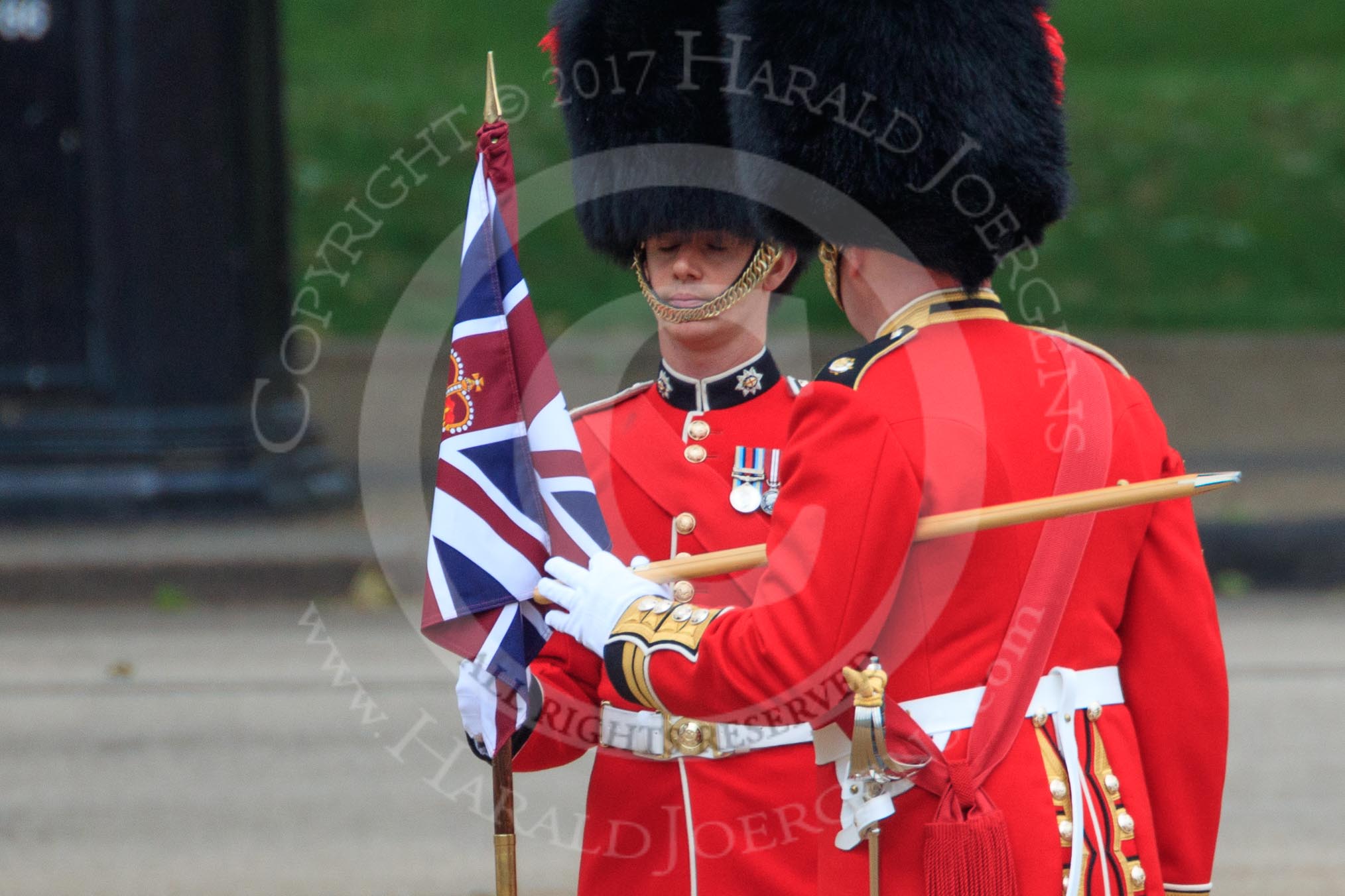 during The Colonel's Review {iptcyear4} (final rehearsal for Trooping the Colour, The Queen's Birthday Parade)  at Horse Guards Parade, Westminster, London, 2 June 2018, 10:20.