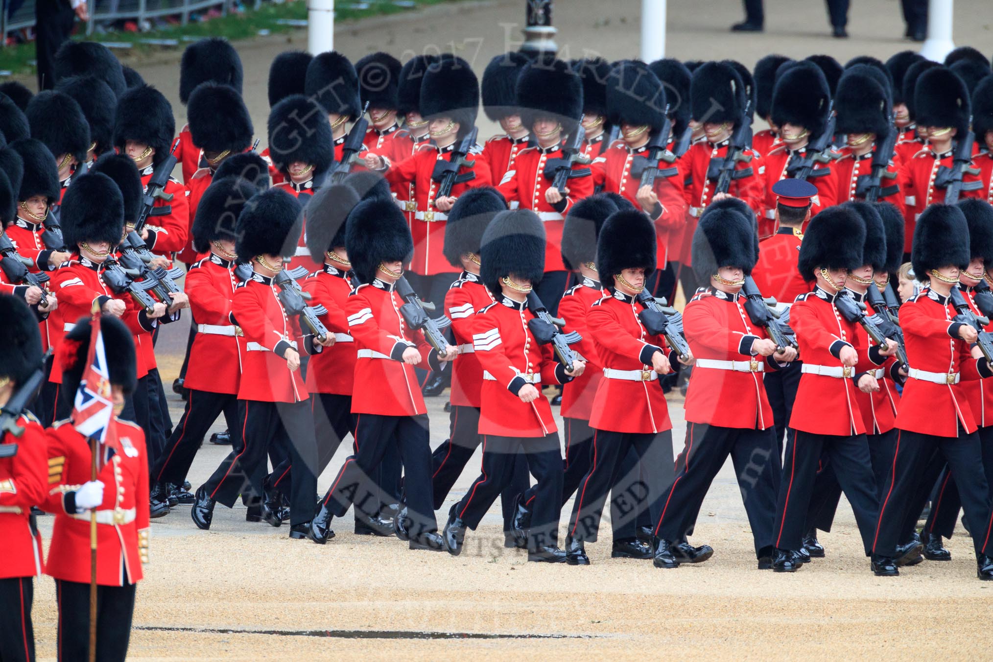 during The Colonel's Review {iptcyear4} (final rehearsal for Trooping the Colour, The Queen's Birthday Parade)  at Horse Guards Parade, Westminster, London, 2 June 2018, 10:25.