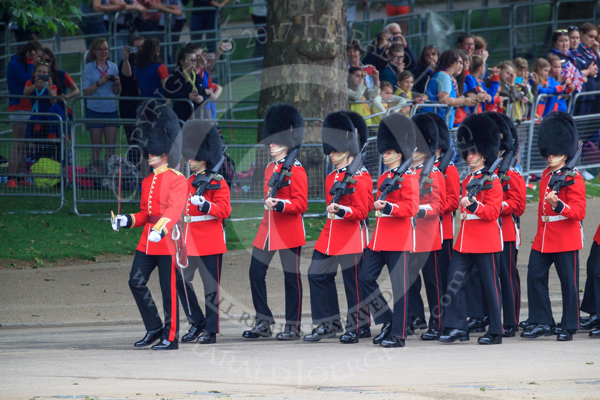 during The Colonel's Review {iptcyear4} (final rehearsal for Trooping the Colour, The Queen's Birthday Parade)  at Horse Guards Parade, Westminster, London, 2 June 2018, 10:25.