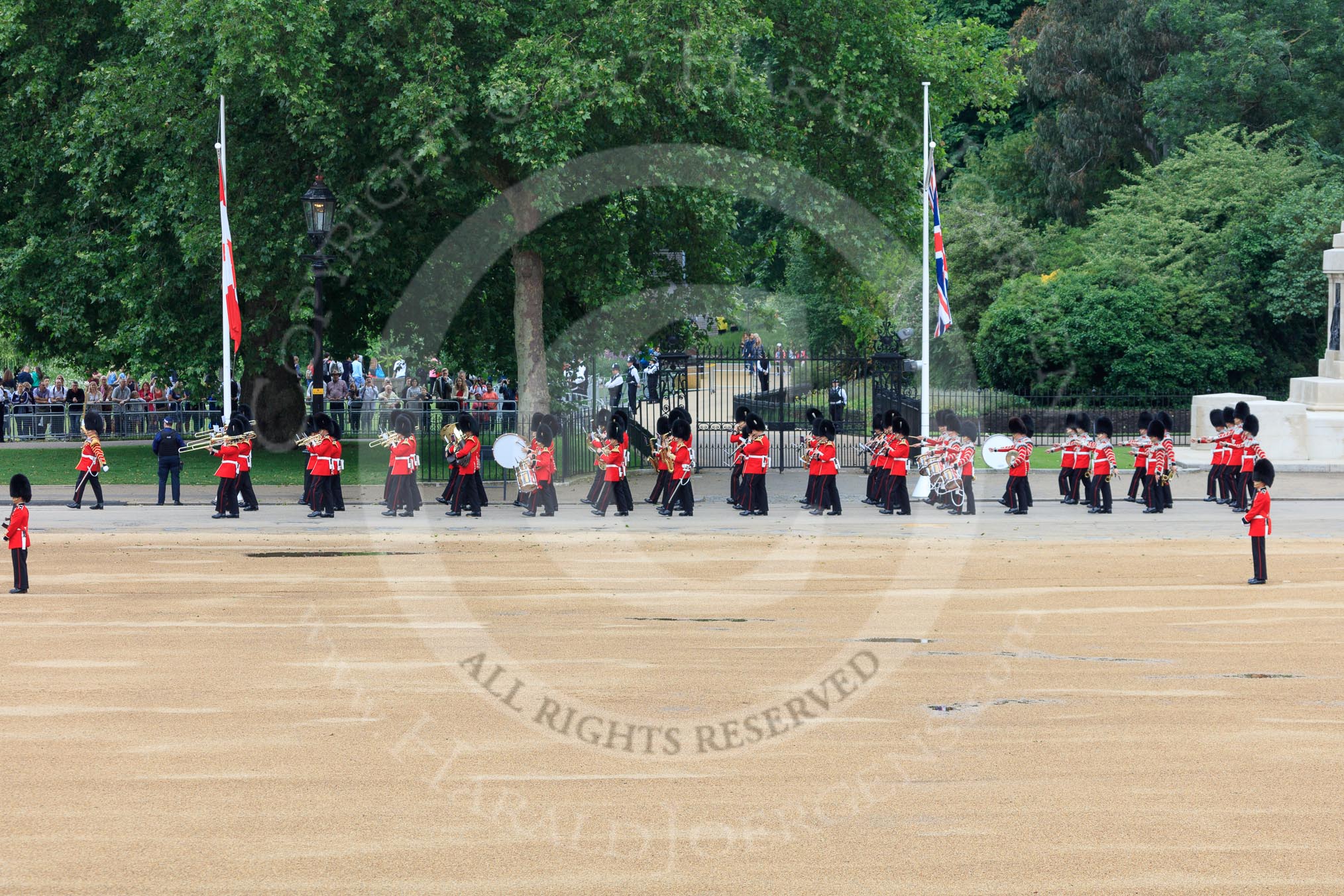 during The Colonel's Review {iptcyear4} (final rehearsal for Trooping the Colour, The Queen's Birthday Parade)  at Horse Guards Parade, Westminster, London, 2 June 2018, 10:25.