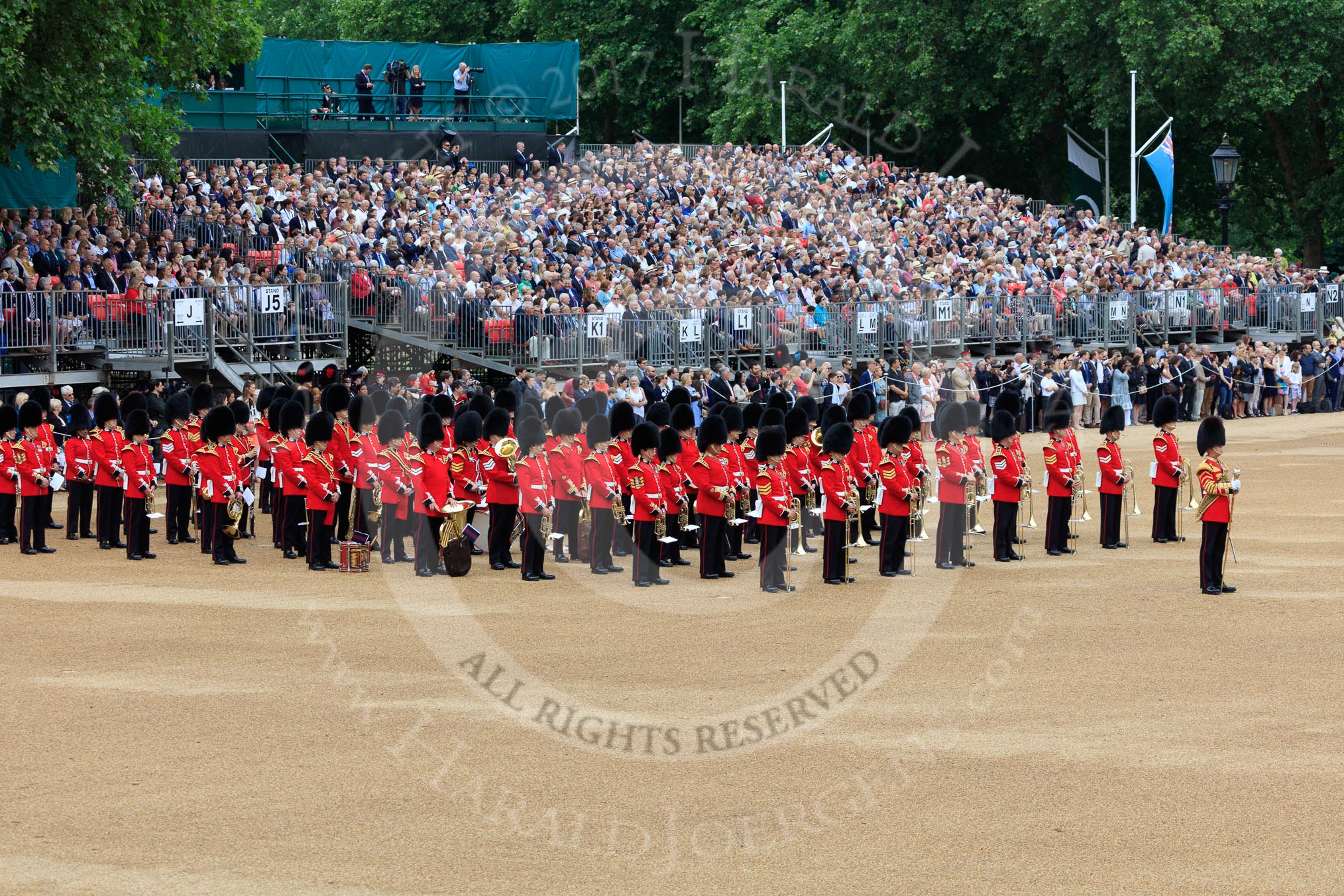 during The Colonel's Review {iptcyear4} (final rehearsal for Trooping the Colour, The Queen's Birthday Parade)  at Horse Guards Parade, Westminster, London, 2 June 2018, 10:25.