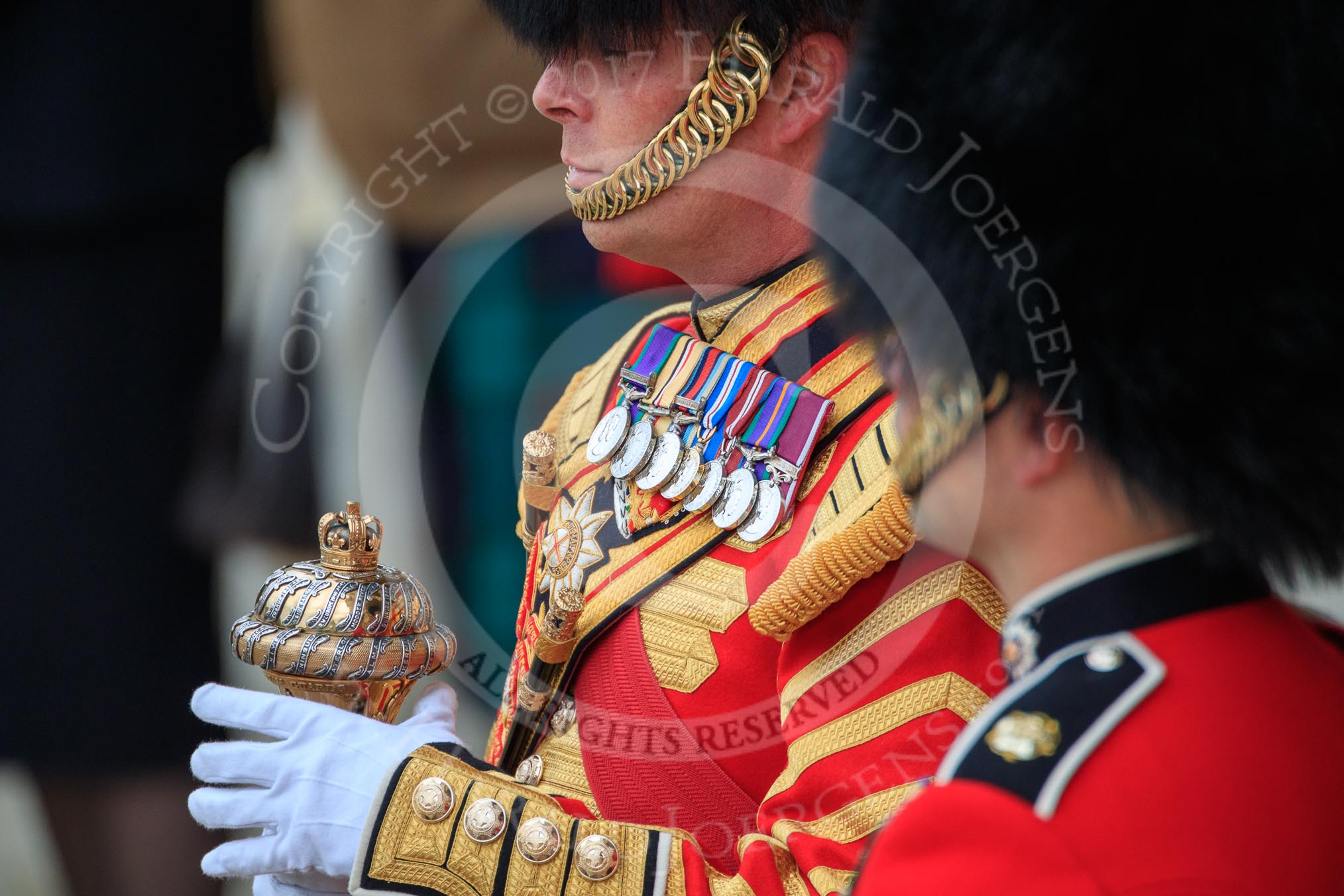 during The Colonel's Review {iptcyear4} (final rehearsal for Trooping the Colour, The Queen's Birthday Parade)  at Horse Guards Parade, Westminster, London, 2 June 2018, 10:27.