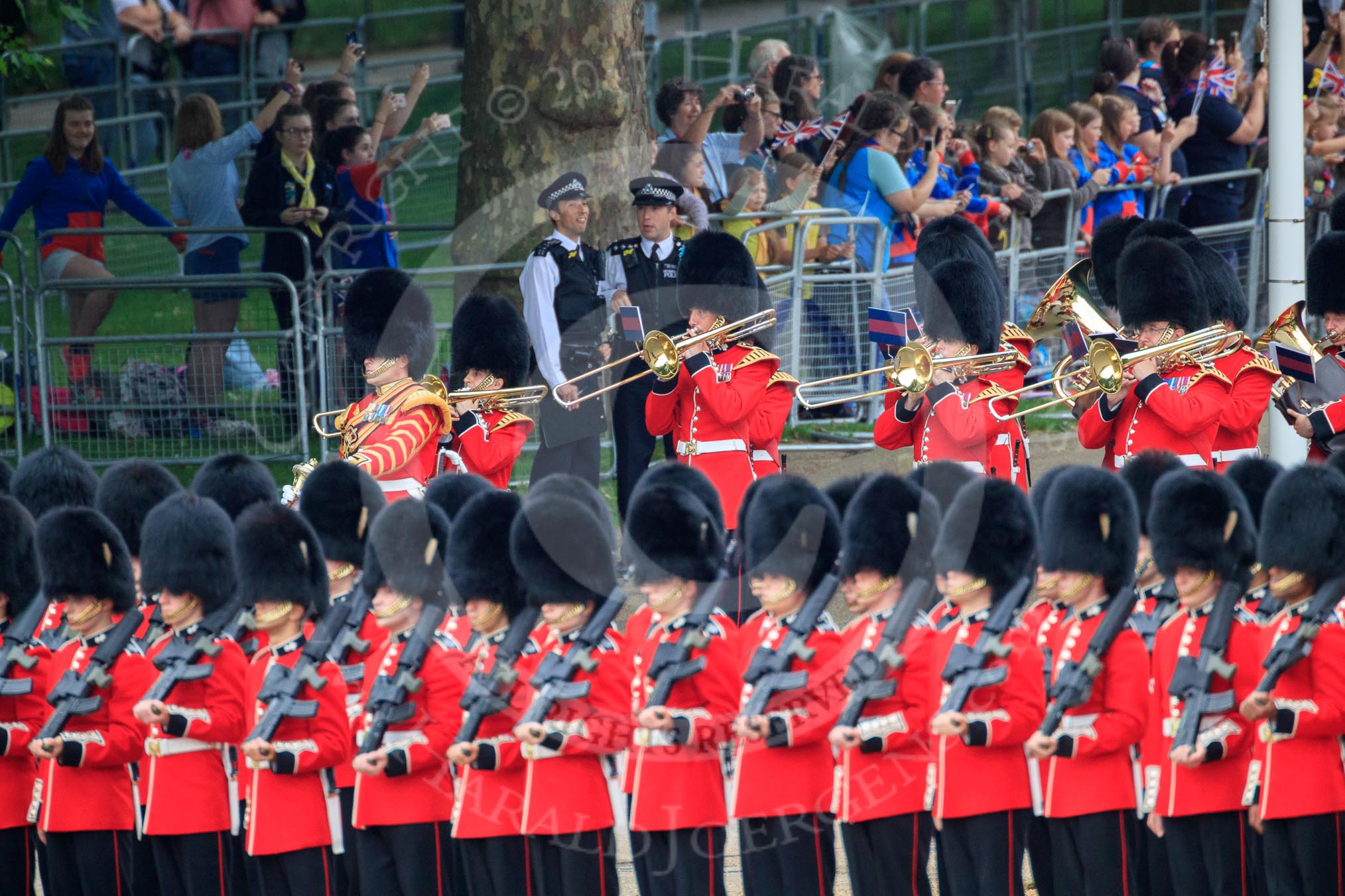 during The Colonel's Review {iptcyear4} (final rehearsal for Trooping the Colour, The Queen's Birthday Parade)  at Horse Guards Parade, Westminster, London, 2 June 2018, 10:27.