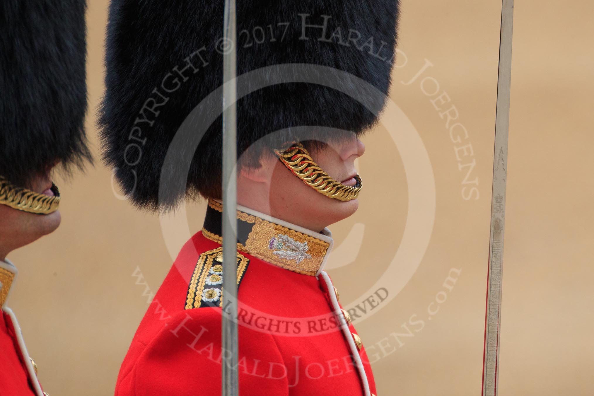 during The Colonel's Review {iptcyear4} (final rehearsal for Trooping the Colour, The Queen's Birthday Parade)  at Horse Guards Parade, Westminster, London, 2 June 2018, 10:30.