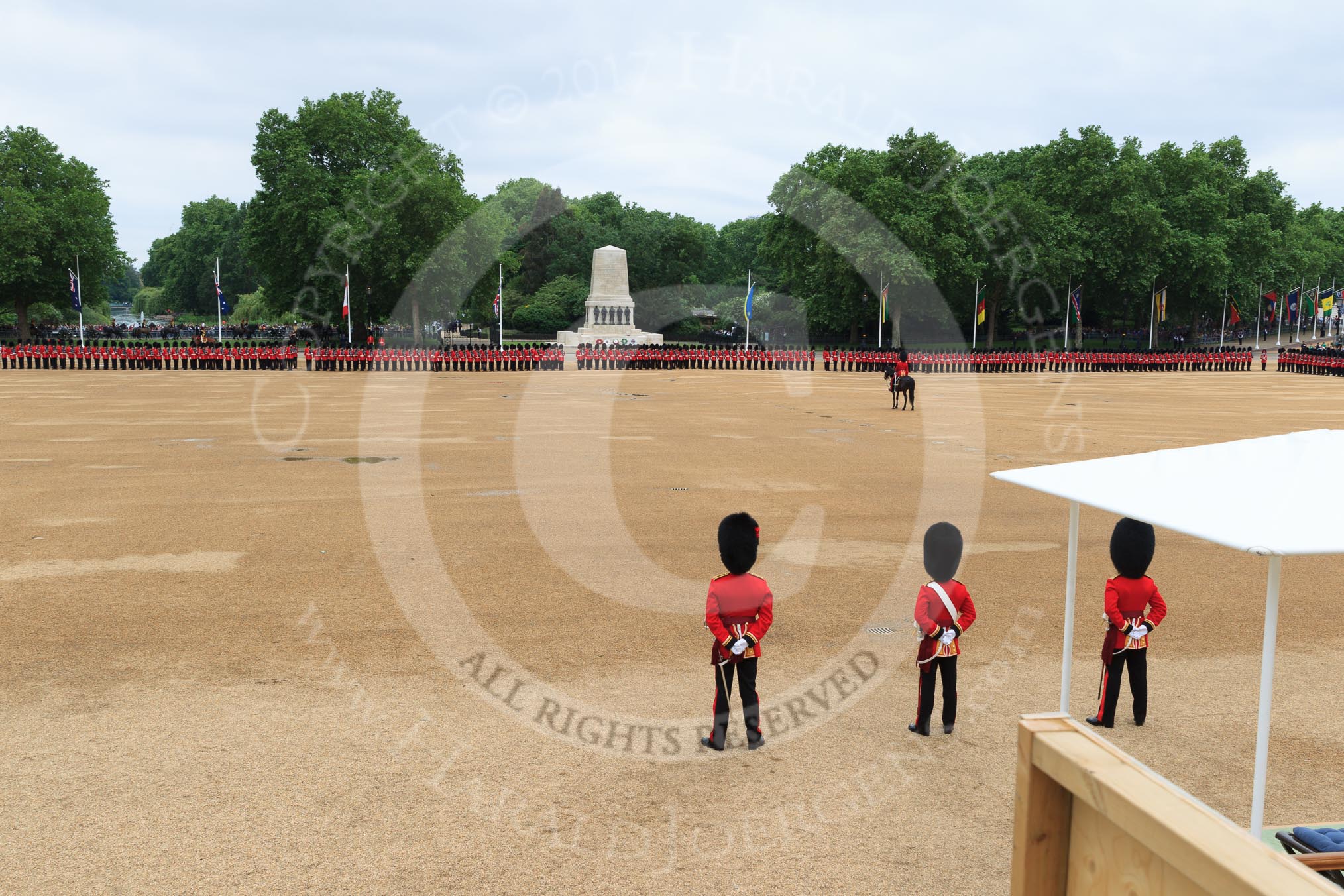 during The Colonel's Review {iptcyear4} (final rehearsal for Trooping the Colour, The Queen's Birthday Parade)  at Horse Guards Parade, Westminster, London, 2 June 2018, 10:38.
