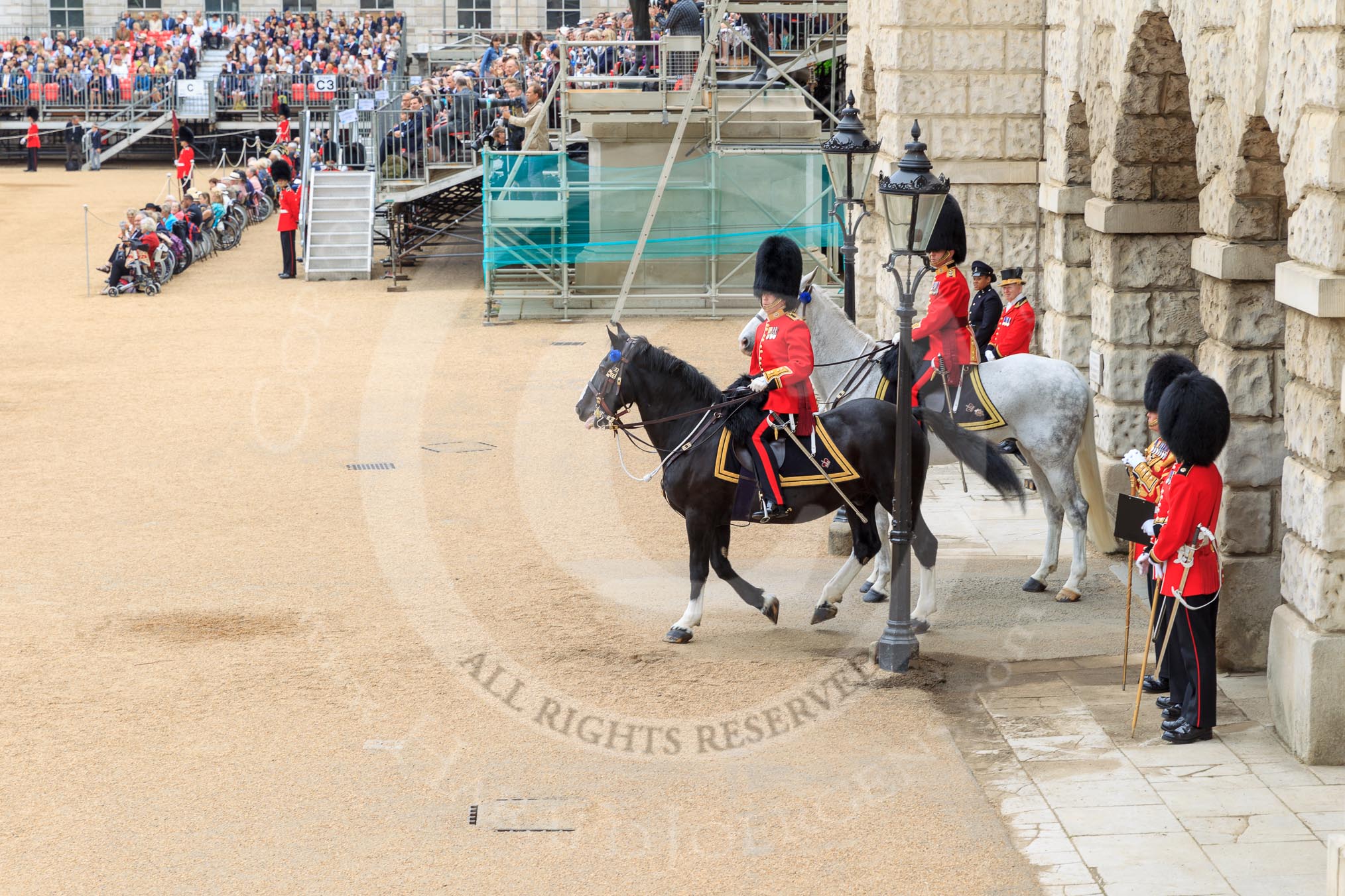during The Colonel's Review {iptcyear4} (final rehearsal for Trooping the Colour, The Queen's Birthday Parade)  at Horse Guards Parade, Westminster, London, 2 June 2018, 10:38.