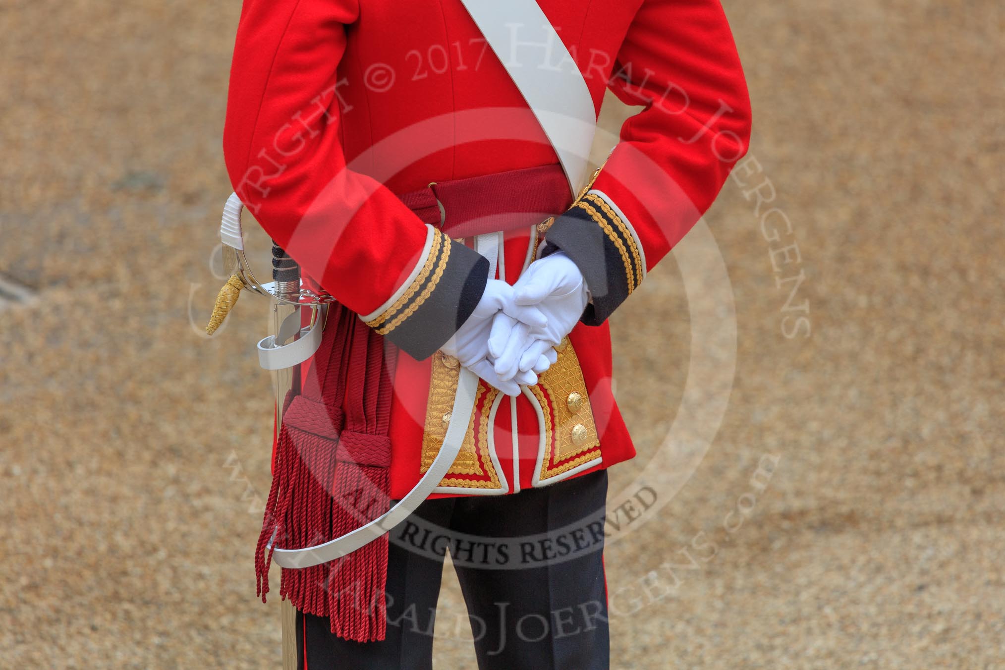 during The Colonel's Review {iptcyear4} (final rehearsal for Trooping the Colour, The Queen's Birthday Parade)  at Horse Guards Parade, Westminster, London, 2 June 2018, 10:39.