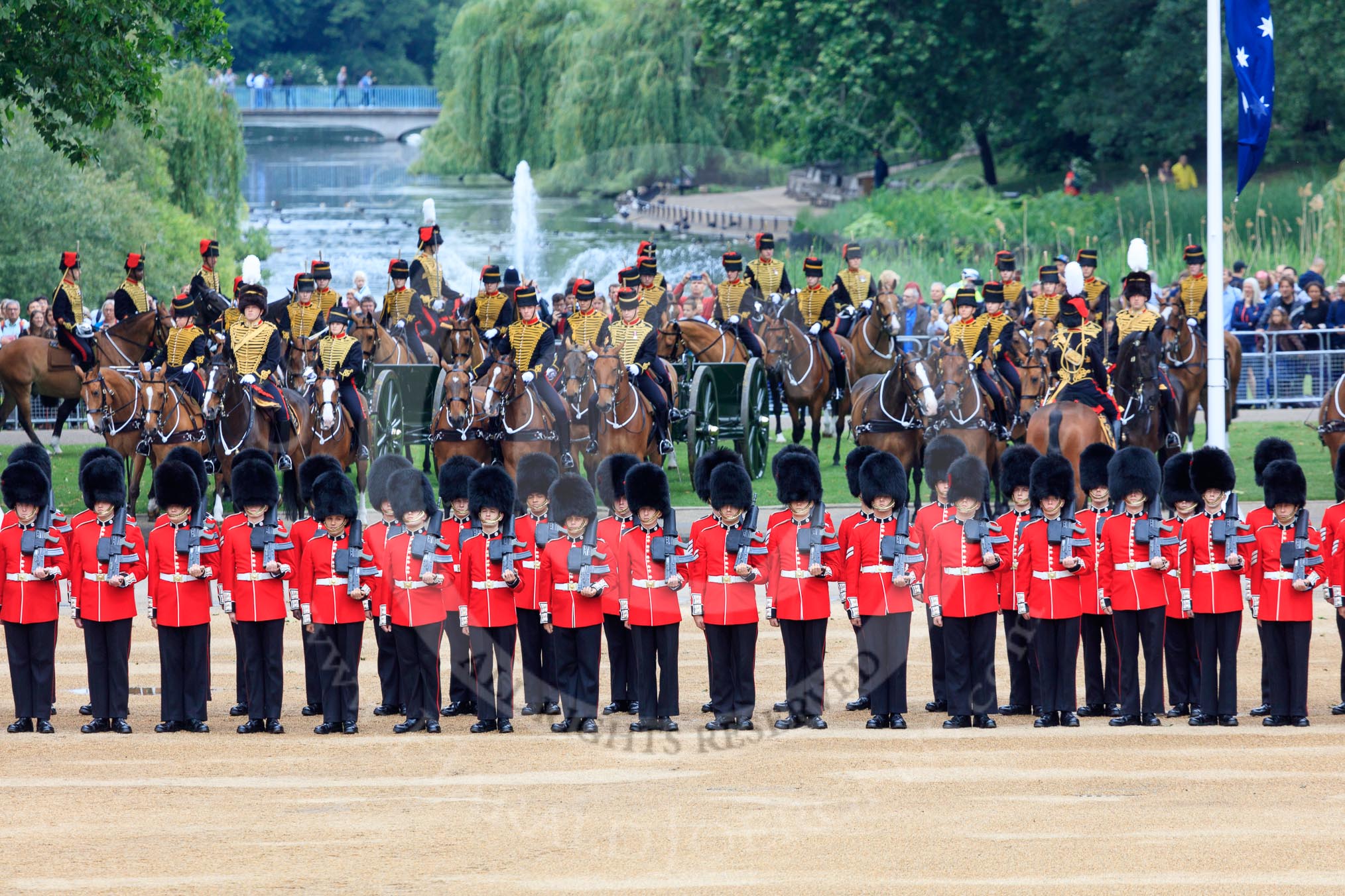 during The Colonel's Review {iptcyear4} (final rehearsal for Trooping the Colour, The Queen's Birthday Parade)  at Horse Guards Parade, Westminster, London, 2 June 2018, 10:39.