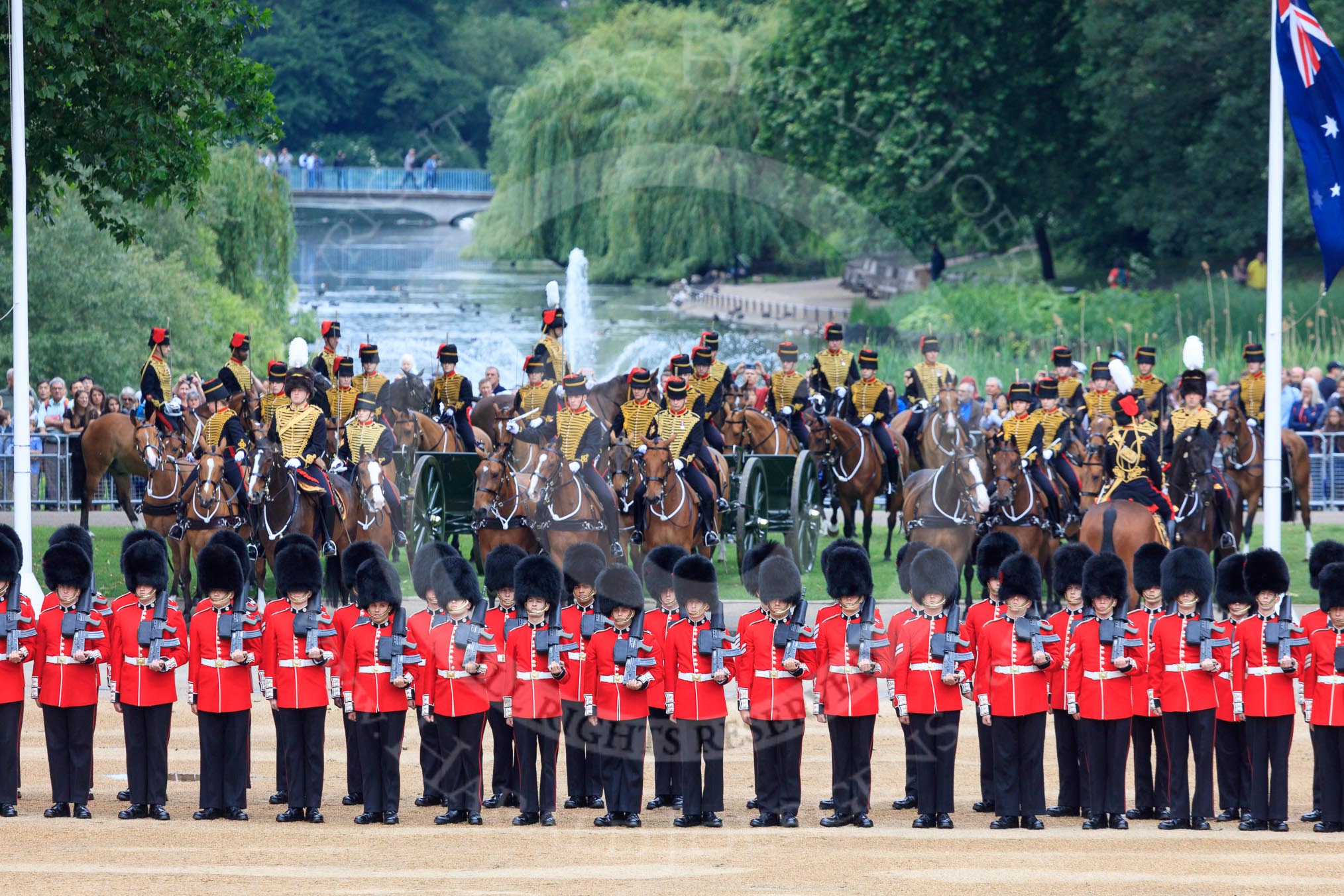 during The Colonel's Review {iptcyear4} (final rehearsal for Trooping the Colour, The Queen's Birthday Parade)  at Horse Guards Parade, Westminster, London, 2 June 2018, 10:39.
