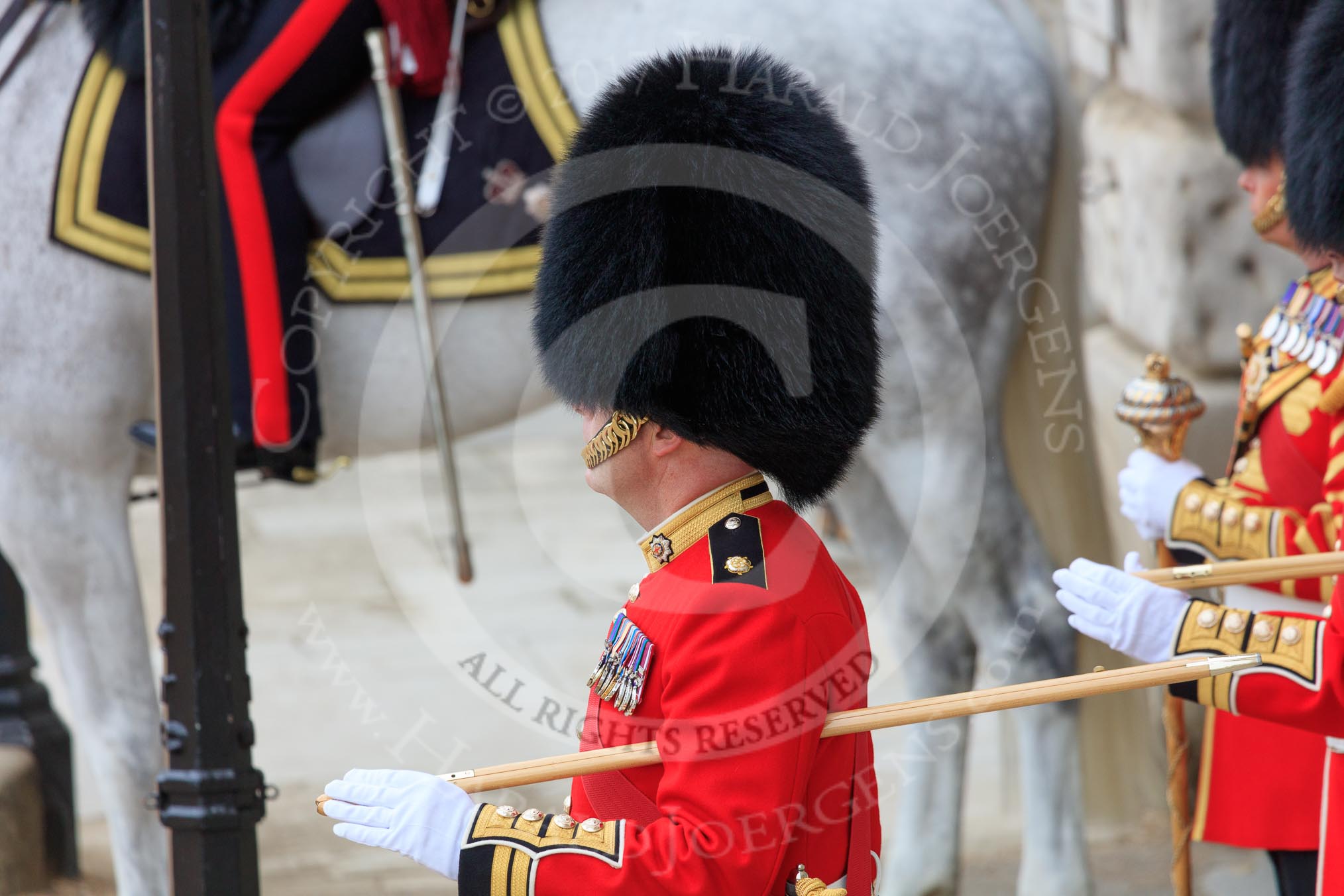 during The Colonel's Review {iptcyear4} (final rehearsal for Trooping the Colour, The Queen's Birthday Parade)  at Horse Guards Parade, Westminster, London, 2 June 2018, 10:41.