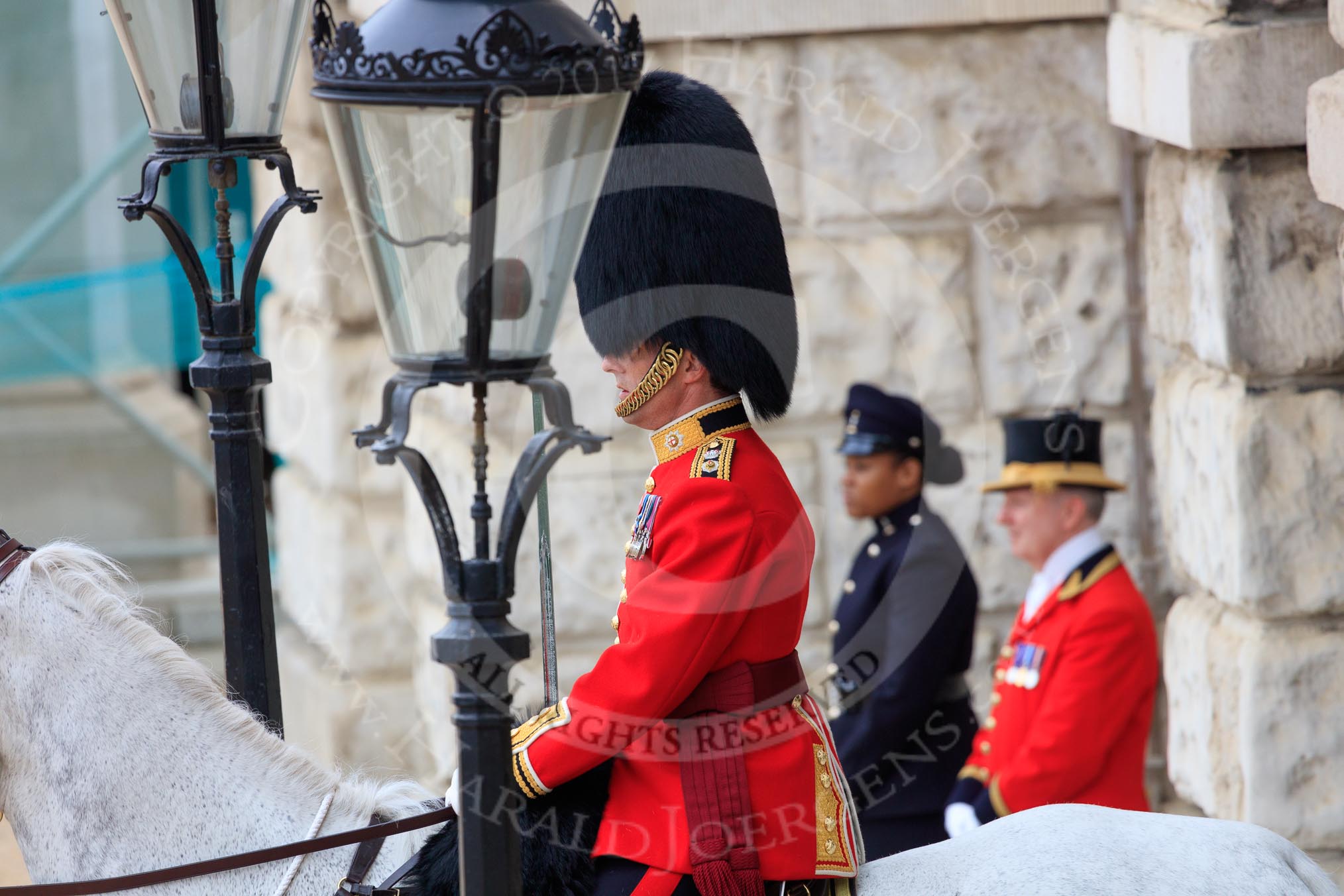 during The Colonel's Review {iptcyear4} (final rehearsal for Trooping the Colour, The Queen's Birthday Parade)  at Horse Guards Parade, Westminster, London, 2 June 2018, 10:41.