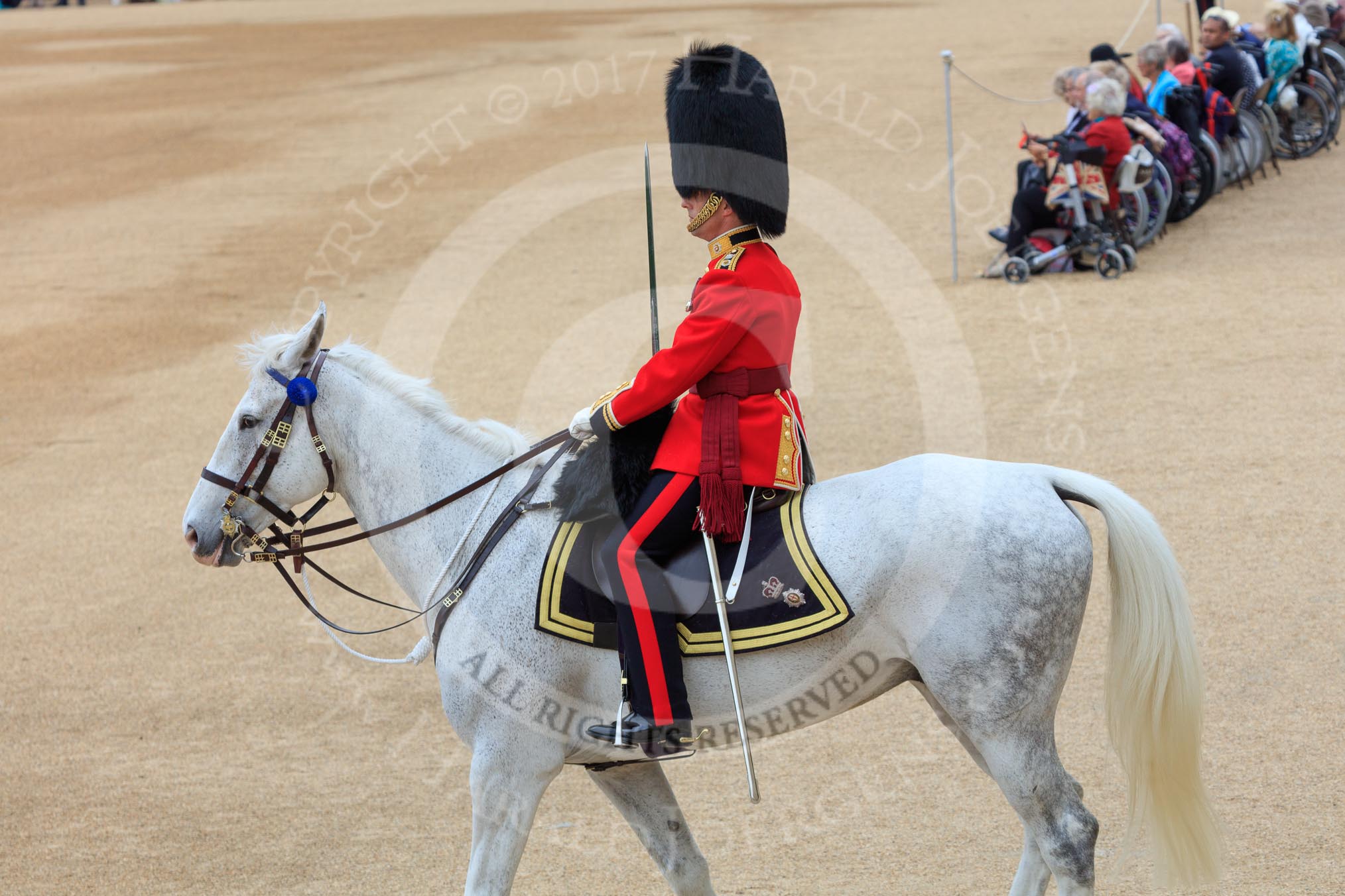 during The Colonel's Review {iptcyear4} (final rehearsal for Trooping the Colour, The Queen's Birthday Parade)  at Horse Guards Parade, Westminster, London, 2 June 2018, 10:41.
