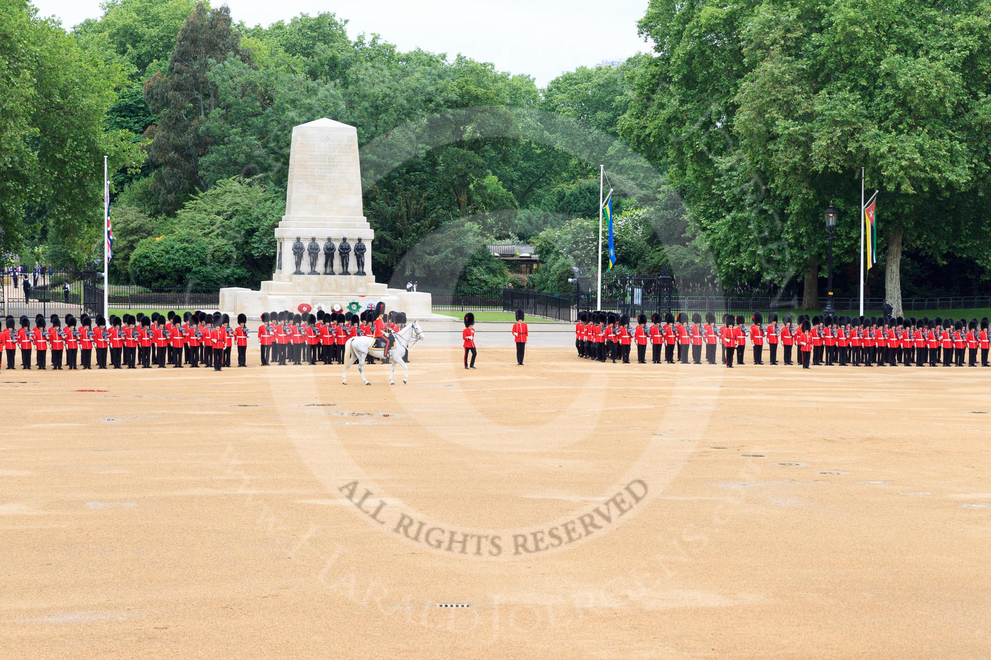 during The Colonel's Review {iptcyear4} (final rehearsal for Trooping the Colour, The Queen's Birthday Parade)  at Horse Guards Parade, Westminster, London, 2 June 2018, 10:51.