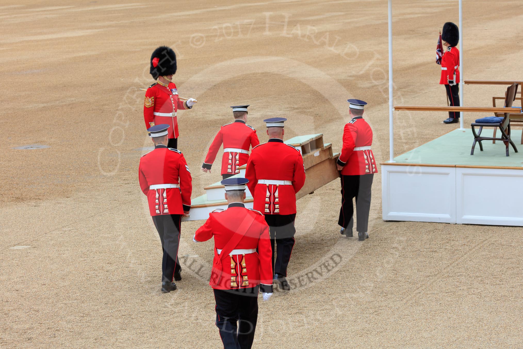 during The Colonel's Review {iptcyear4} (final rehearsal for Trooping the Colour, The Queen's Birthday Parade)  at Horse Guards Parade, Westminster, London, 2 June 2018, 10:53.