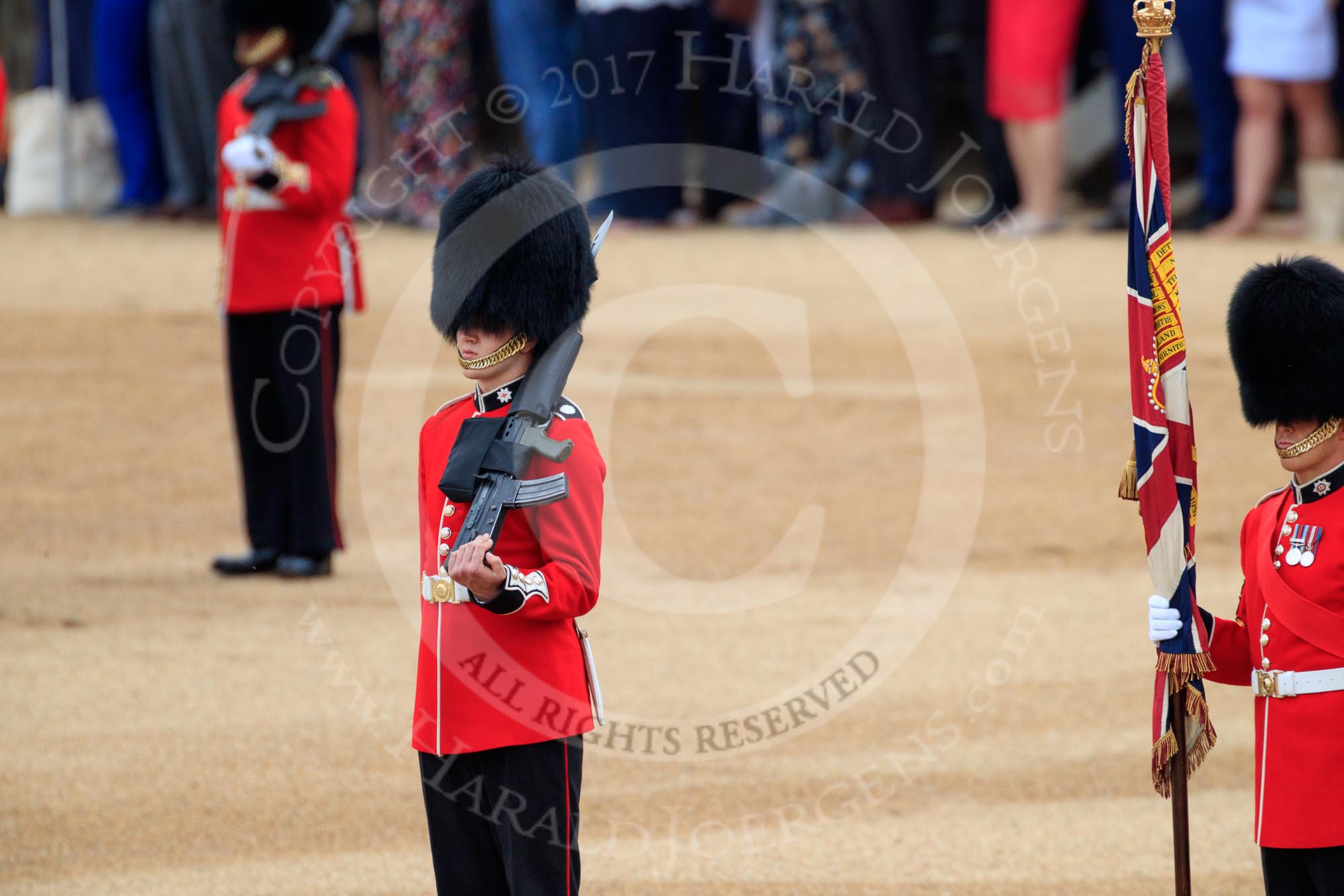during The Colonel's Review {iptcyear4} (final rehearsal for Trooping the Colour, The Queen's Birthday Parade)  at Horse Guards Parade, Westminster, London, 2 June 2018, 10:57.