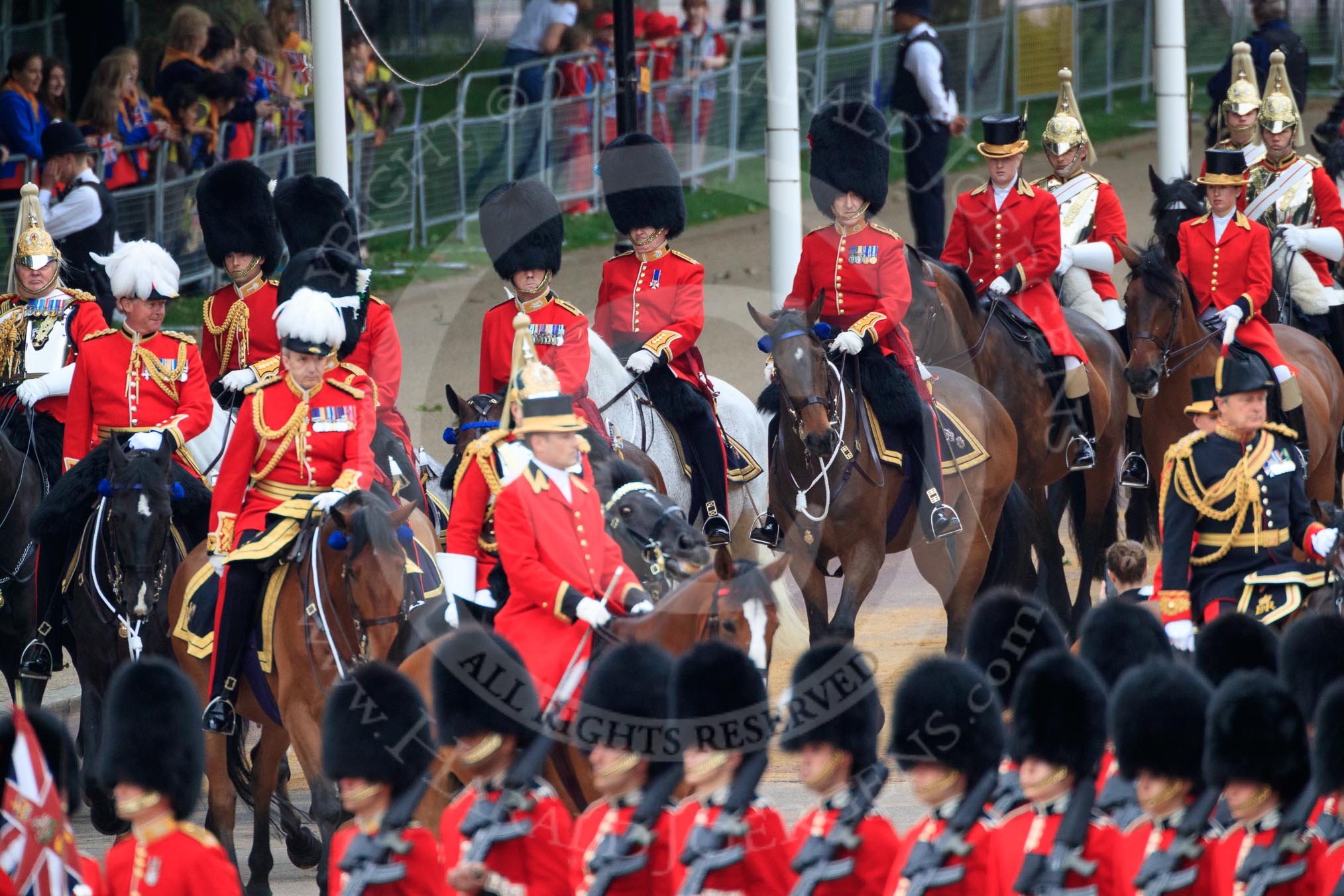 during The Colonel's Review {iptcyear4} (final rehearsal for Trooping the Colour, The Queen's Birthday Parade)  at Horse Guards Parade, Westminster, London, 2 June 2018, 10:59.