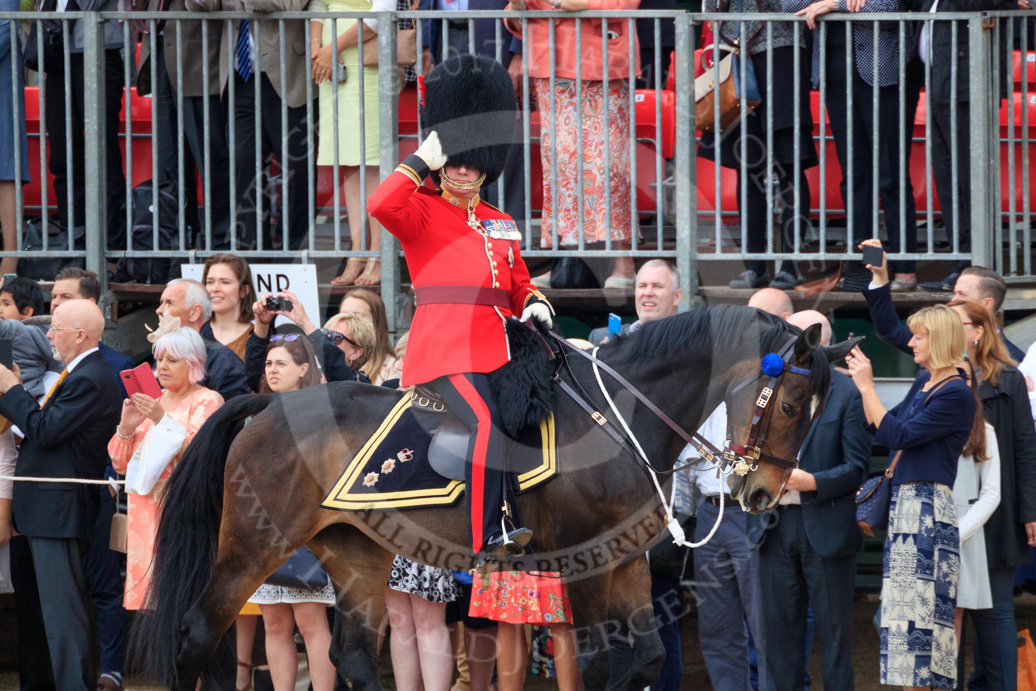 during The Colonel's Review {iptcyear4} (final rehearsal for Trooping the Colour, The Queen's Birthday Parade)  at Horse Guards Parade, Westminster, London, 2 June 2018, 10:59.