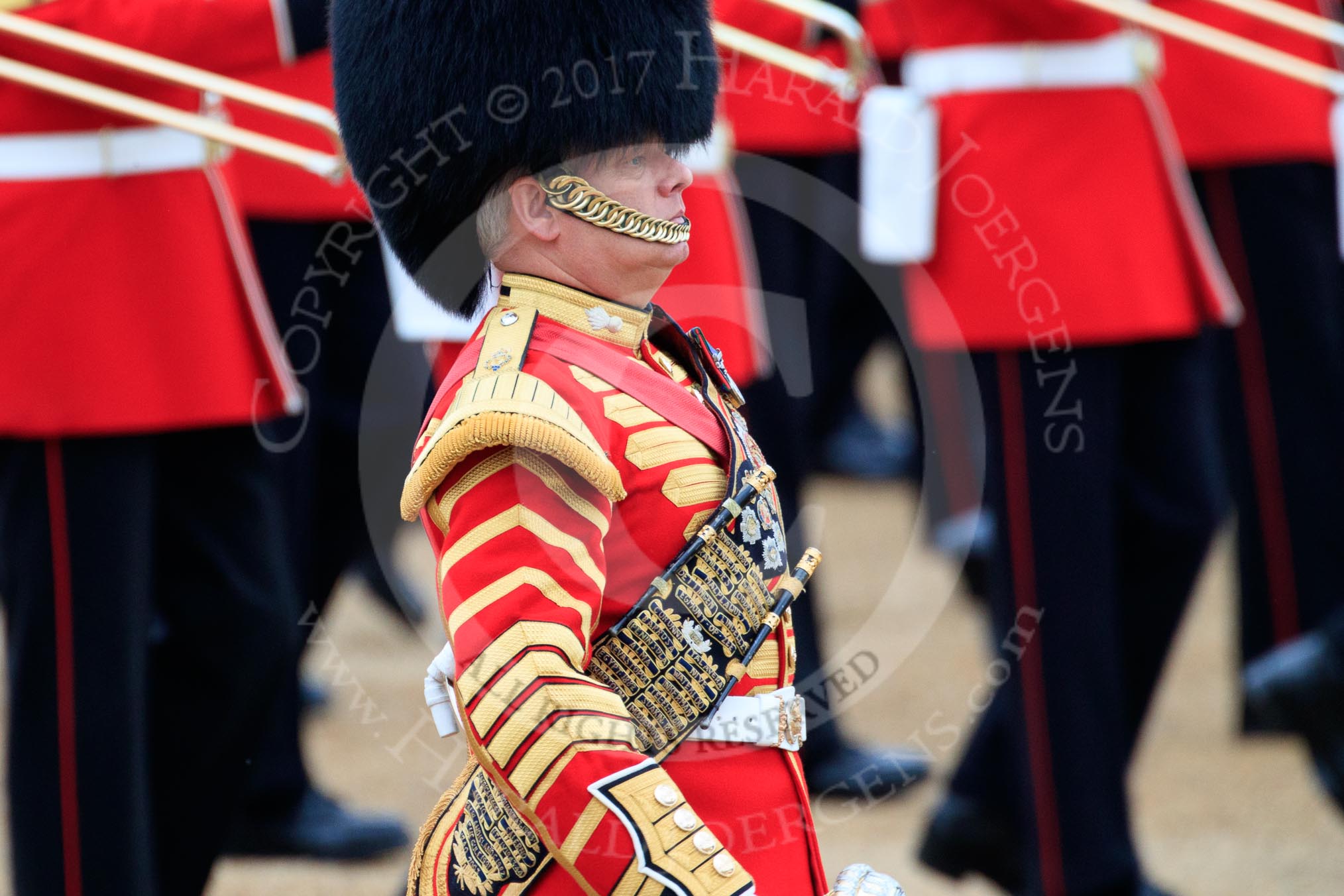 during The Colonel's Review {iptcyear4} (final rehearsal for Trooping the Colour, The Queen's Birthday Parade)  at Horse Guards Parade, Westminster, London, 2 June 2018, 11:08.