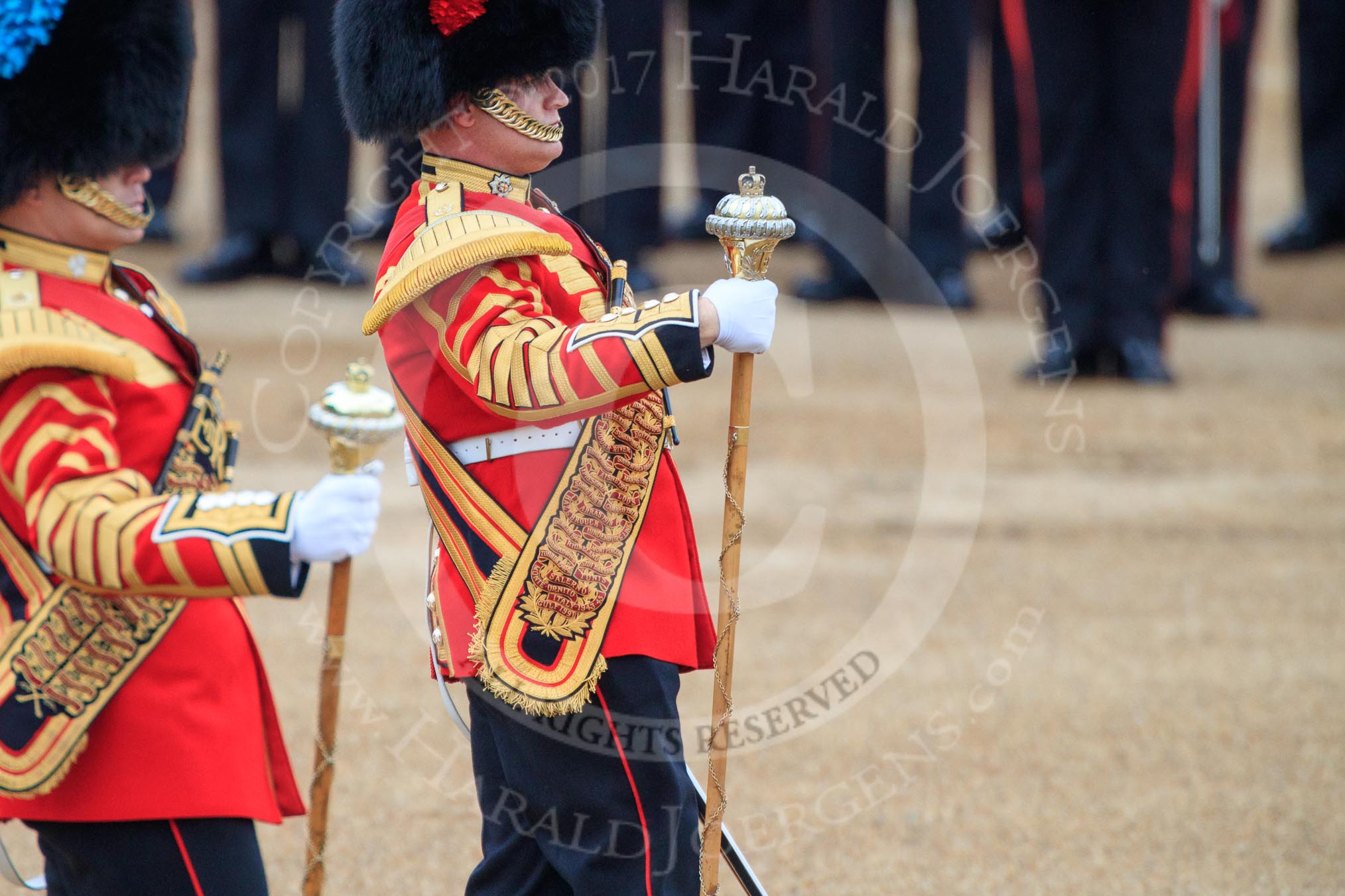 during The Colonel's Review {iptcyear4} (final rehearsal for Trooping the Colour, The Queen's Birthday Parade)  at Horse Guards Parade, Westminster, London, 2 June 2018, 11:08.