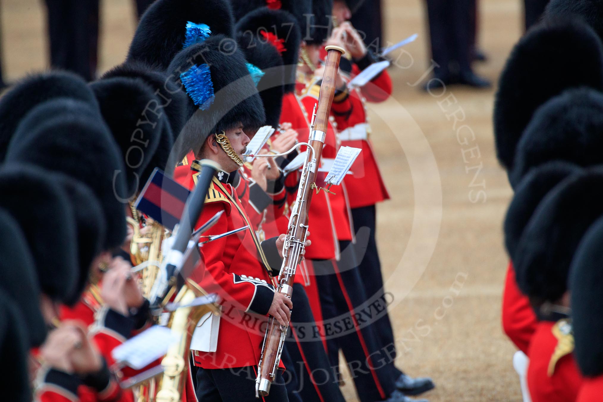 during The Colonel's Review {iptcyear4} (final rehearsal for Trooping the Colour, The Queen's Birthday Parade)  at Horse Guards Parade, Westminster, London, 2 June 2018, 11:09.