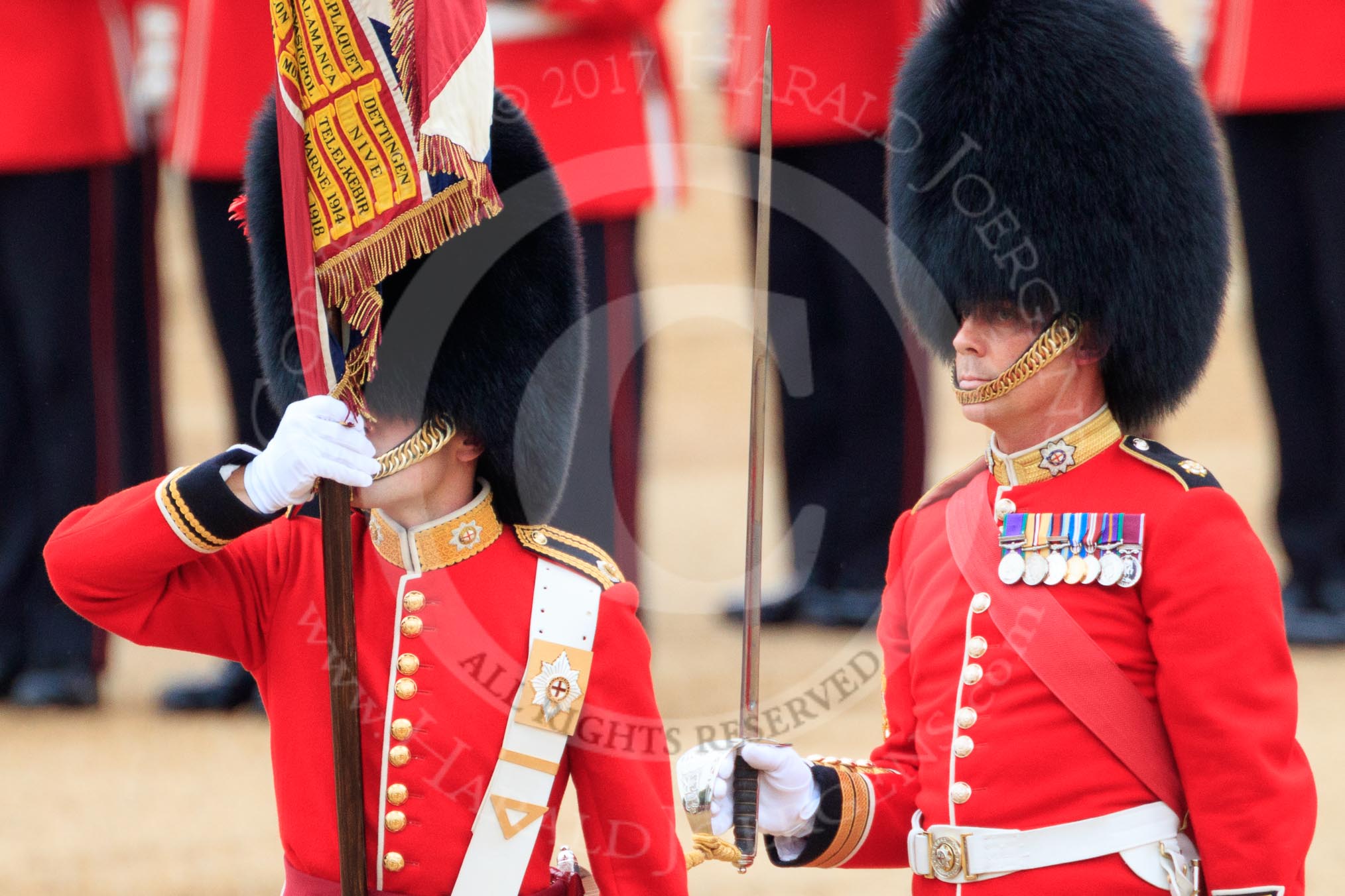 during The Colonel's Review {iptcyear4} (final rehearsal for Trooping the Colour, The Queen's Birthday Parade)  at Horse Guards Parade, Westminster, London, 2 June 2018, 11:21.