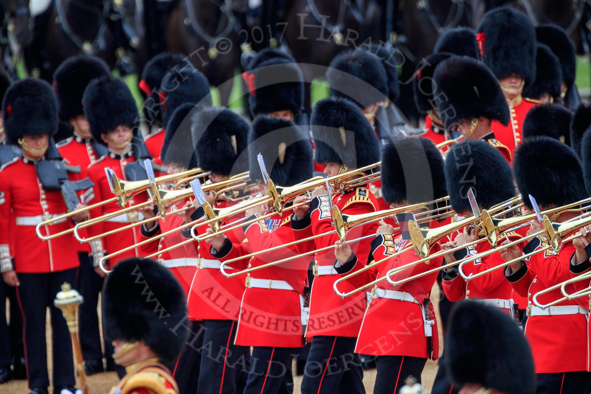 during The Colonel's Review {iptcyear4} (final rehearsal for Trooping the Colour, The Queen's Birthday Parade)  at Horse Guards Parade, Westminster, London, 2 June 2018, 11:23.