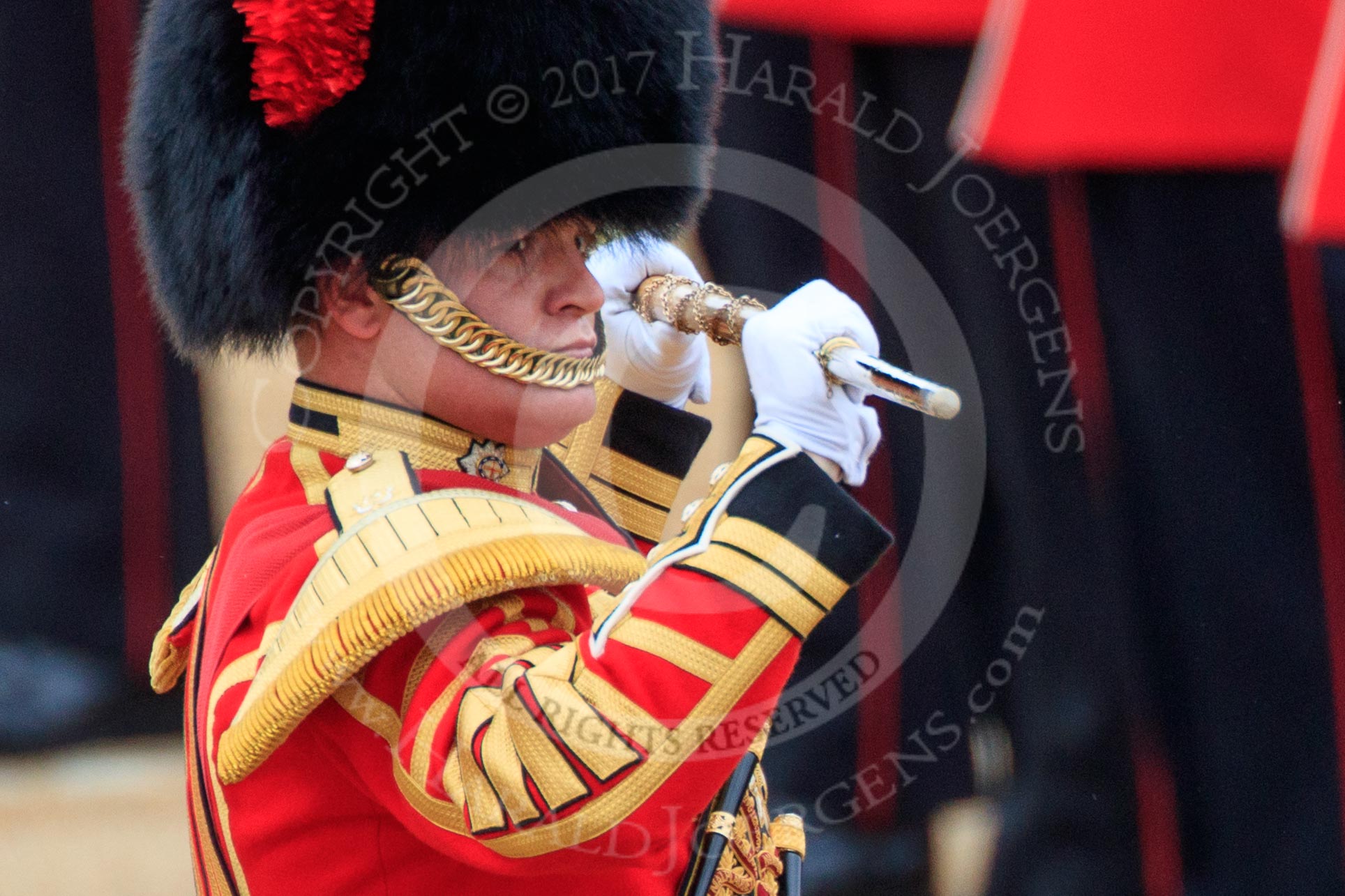 during The Colonel's Review {iptcyear4} (final rehearsal for Trooping the Colour, The Queen's Birthday Parade)  at Horse Guards Parade, Westminster, London, 2 June 2018, 11:23.