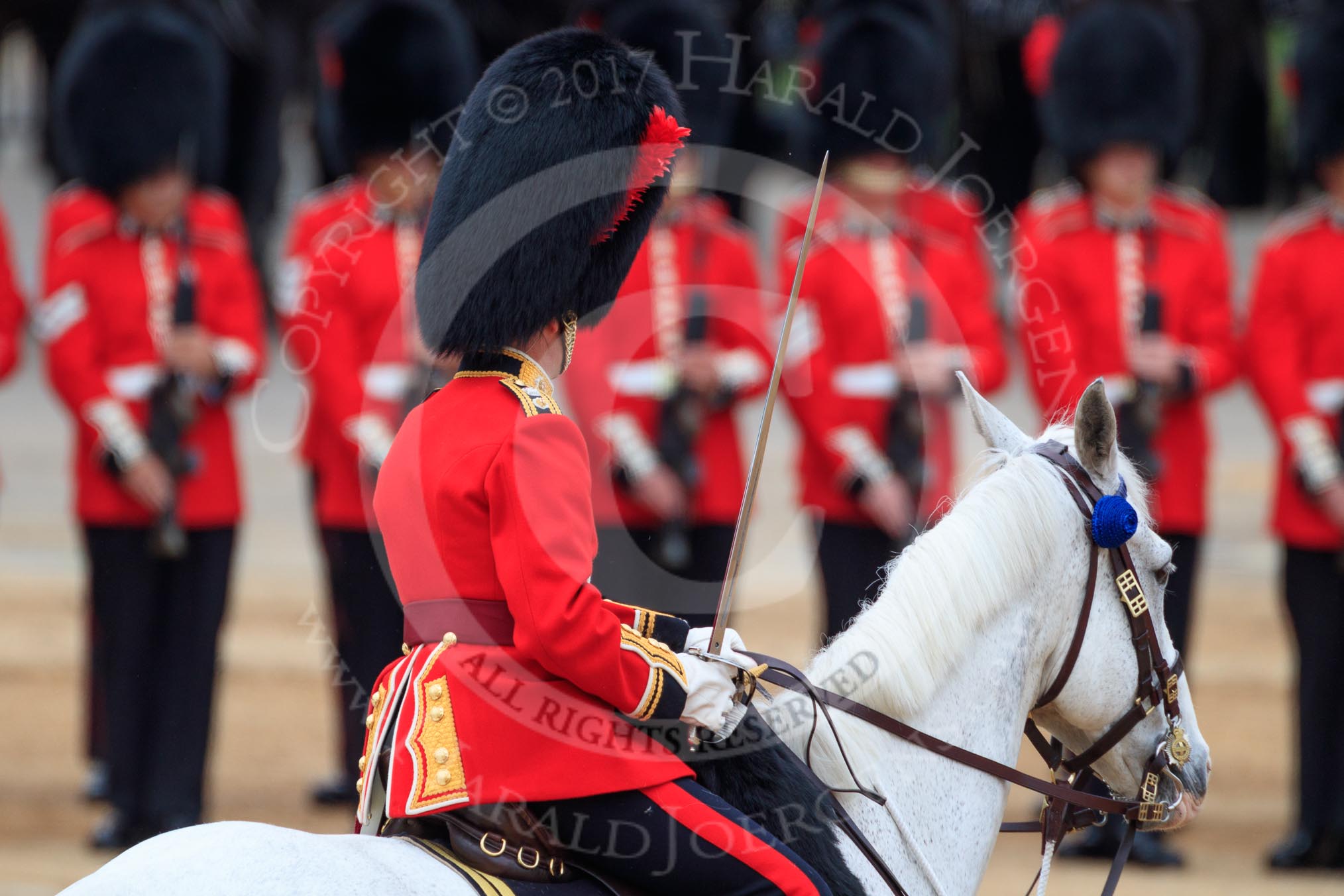 during The Colonel's Review {iptcyear4} (final rehearsal for Trooping the Colour, The Queen's Birthday Parade)  at Horse Guards Parade, Westminster, London, 2 June 2018, 11:26.