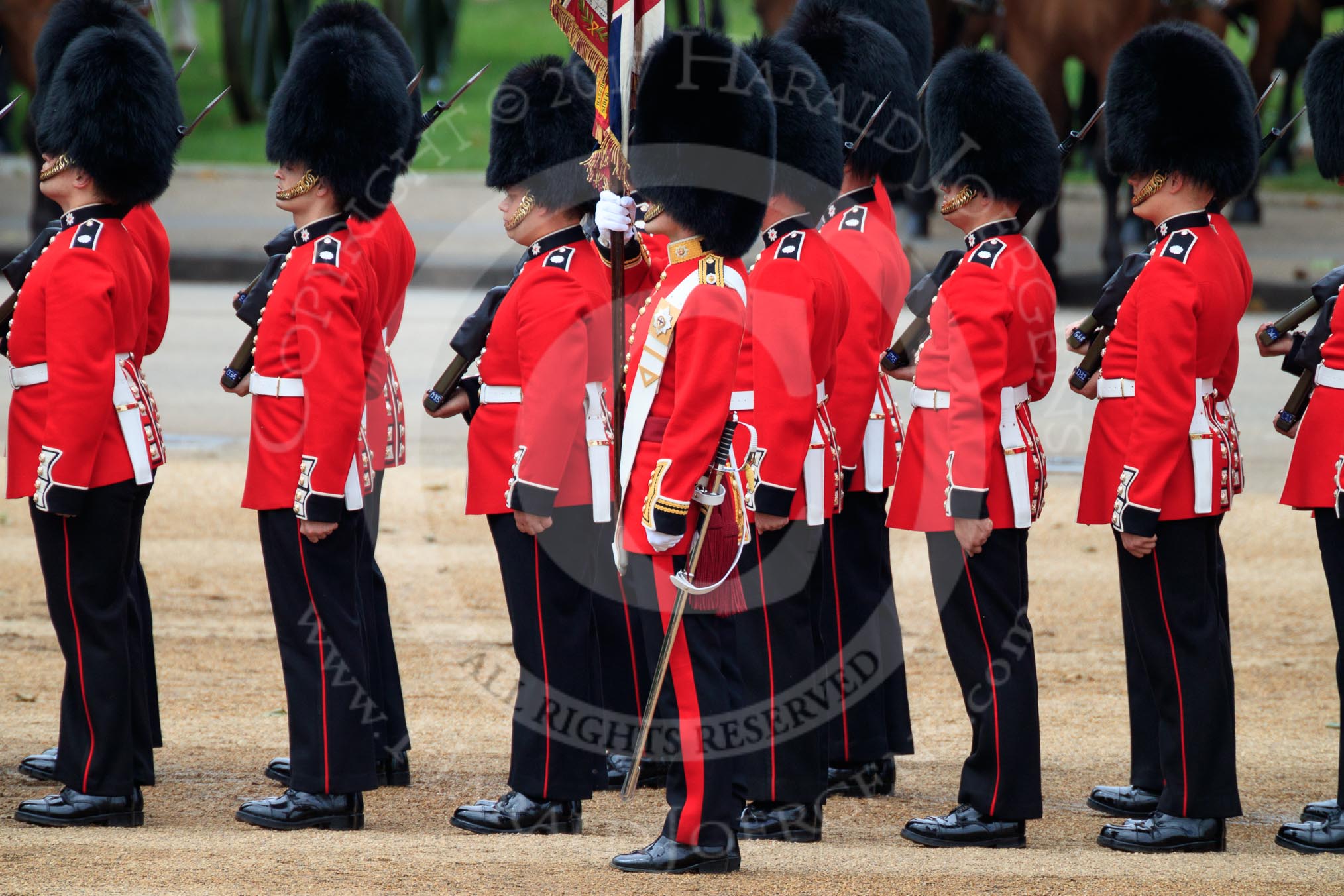 during The Colonel's Review {iptcyear4} (final rehearsal for Trooping the Colour, The Queen's Birthday Parade)  at Horse Guards Parade, Westminster, London, 2 June 2018, 11:28.