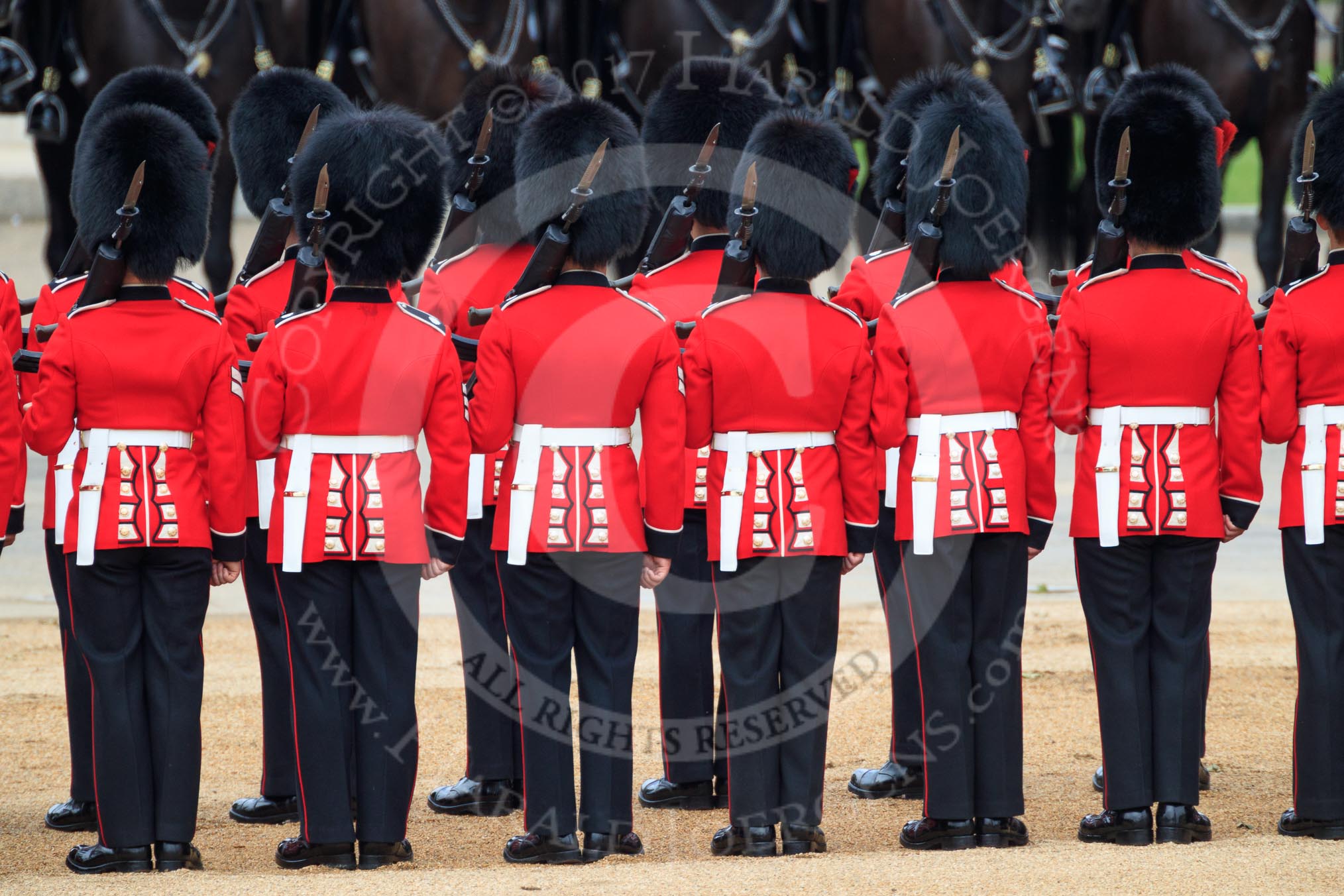 during The Colonel's Review {iptcyear4} (final rehearsal for Trooping the Colour, The Queen's Birthday Parade)  at Horse Guards Parade, Westminster, London, 2 June 2018, 11:30.