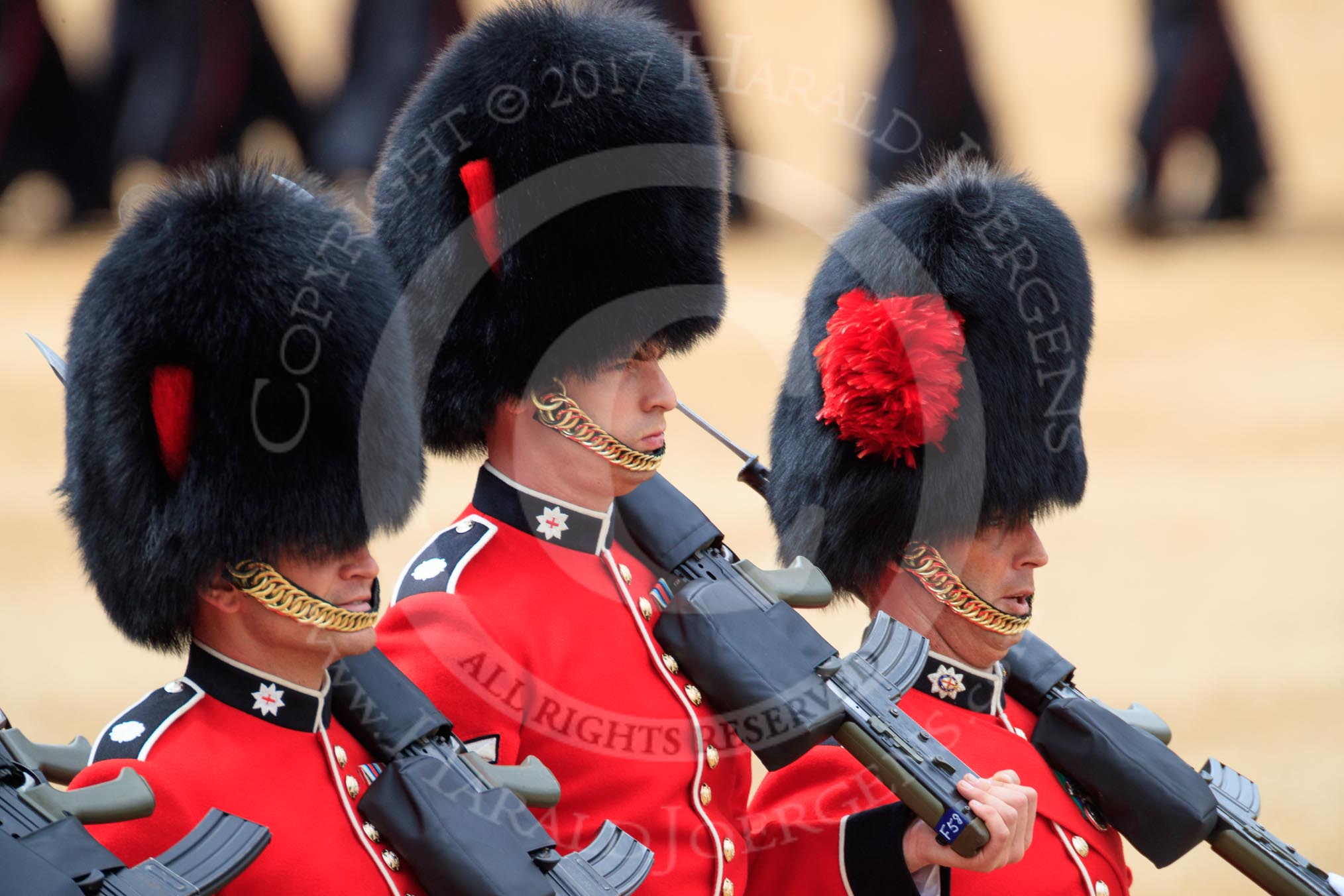 during The Colonel's Review {iptcyear4} (final rehearsal for Trooping the Colour, The Queen's Birthday Parade)  at Horse Guards Parade, Westminster, London, 2 June 2018, 11:46.