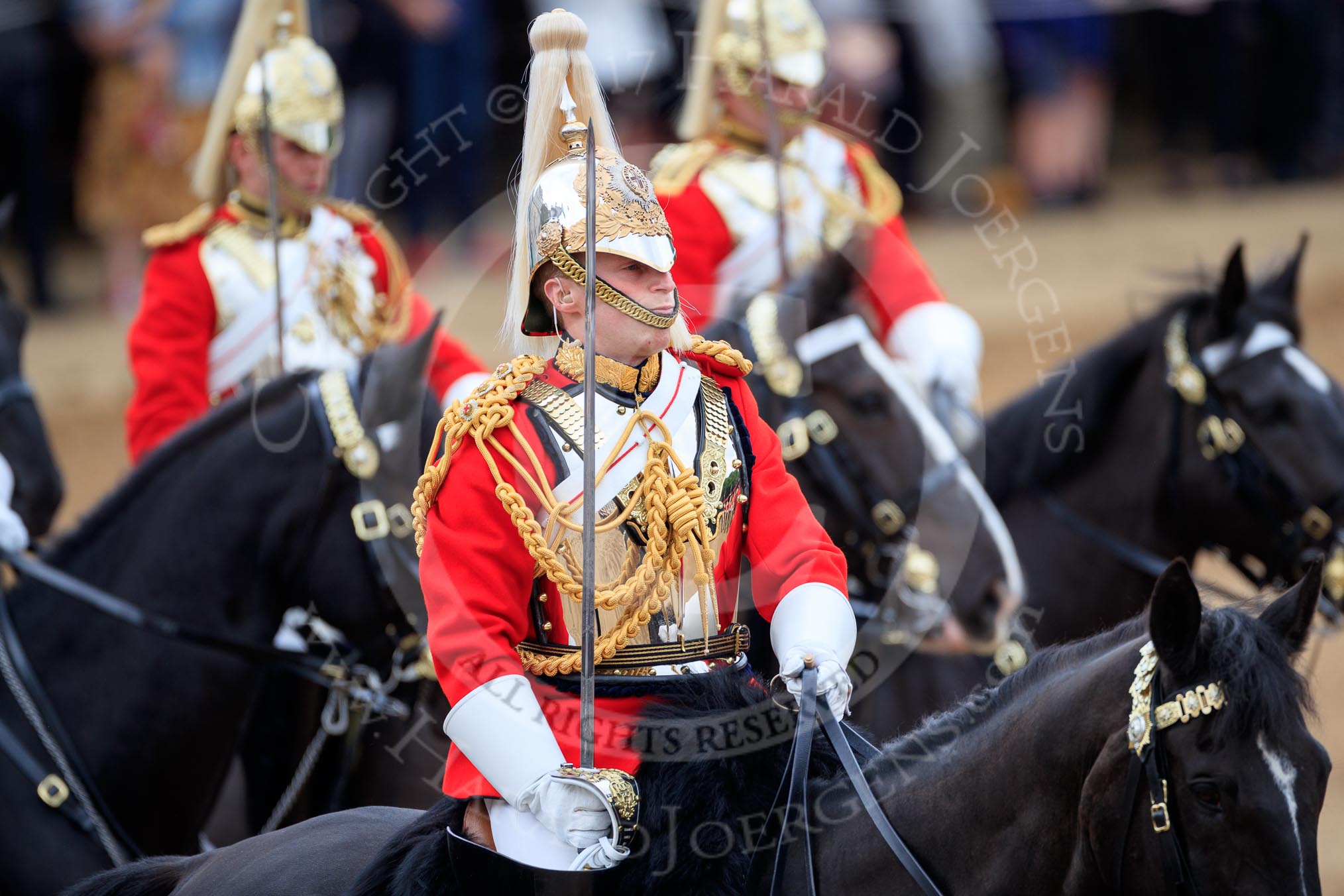 during The Colonel's Review {iptcyear4} (final rehearsal for Trooping the Colour, The Queen's Birthday Parade)  at Horse Guards Parade, Westminster, London, 2 June 2018, 11:59.