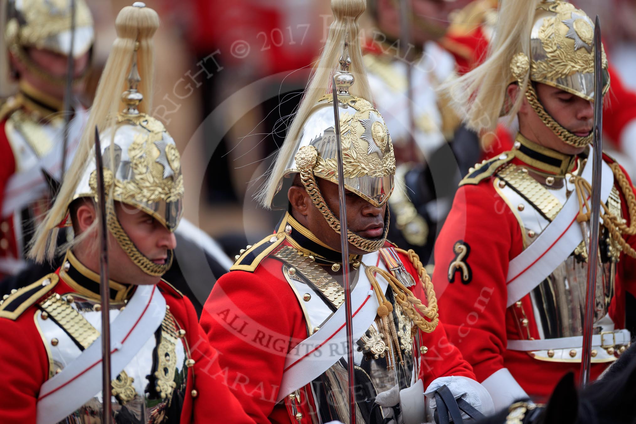 during The Colonel's Review {iptcyear4} (final rehearsal for Trooping the Colour, The Queen's Birthday Parade)  at Horse Guards Parade, Westminster, London, 2 June 2018, 11:59.