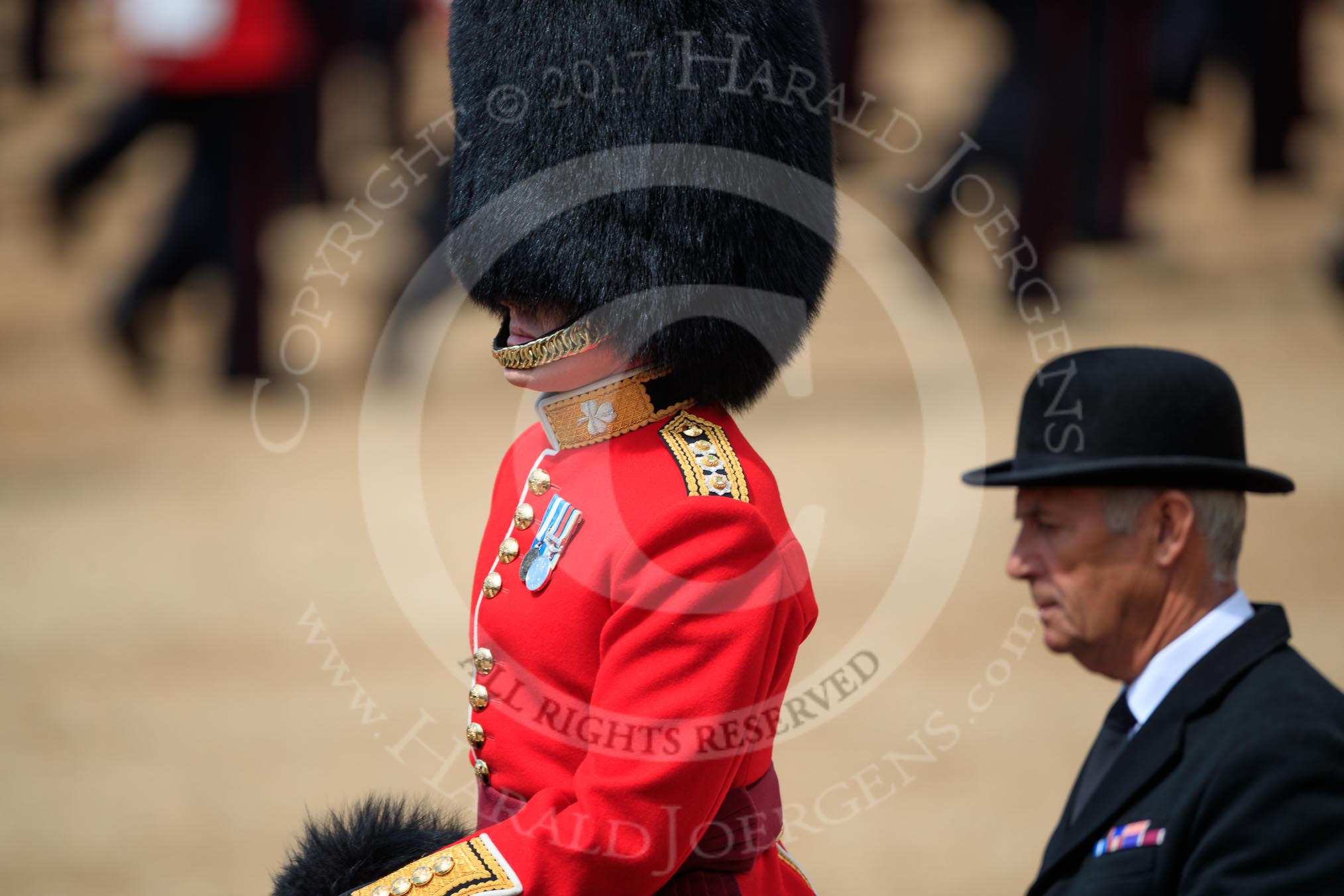 during The Colonel's Review {iptcyear4} (final rehearsal for Trooping the Colour, The Queen's Birthday Parade)  at Horse Guards Parade, Westminster, London, 2 June 2018, 12:14.