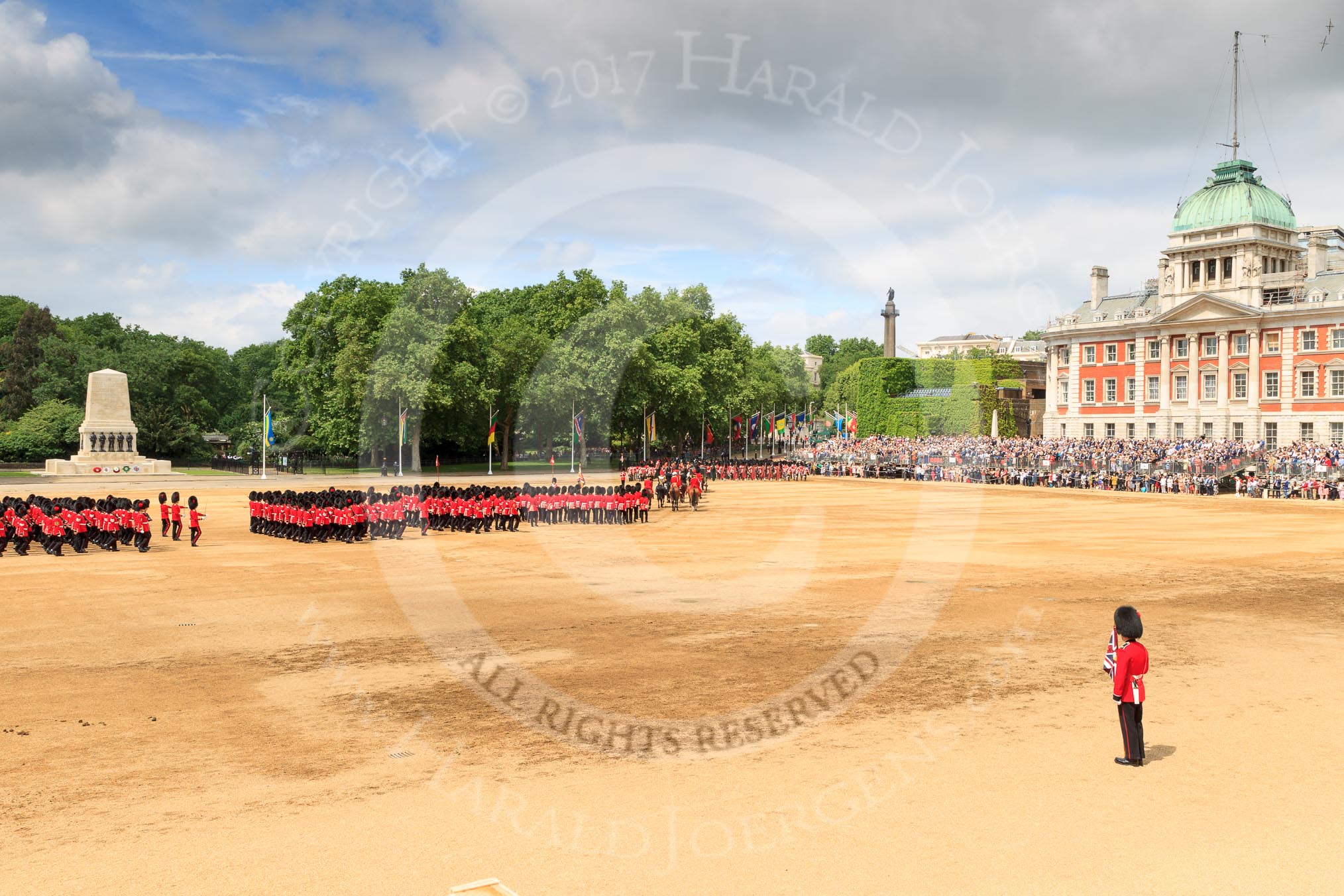 during The Colonel's Review {iptcyear4} (final rehearsal for Trooping the Colour, The Queen's Birthday Parade)  at Horse Guards Parade, Westminster, London, 2 June 2018, 12:15.