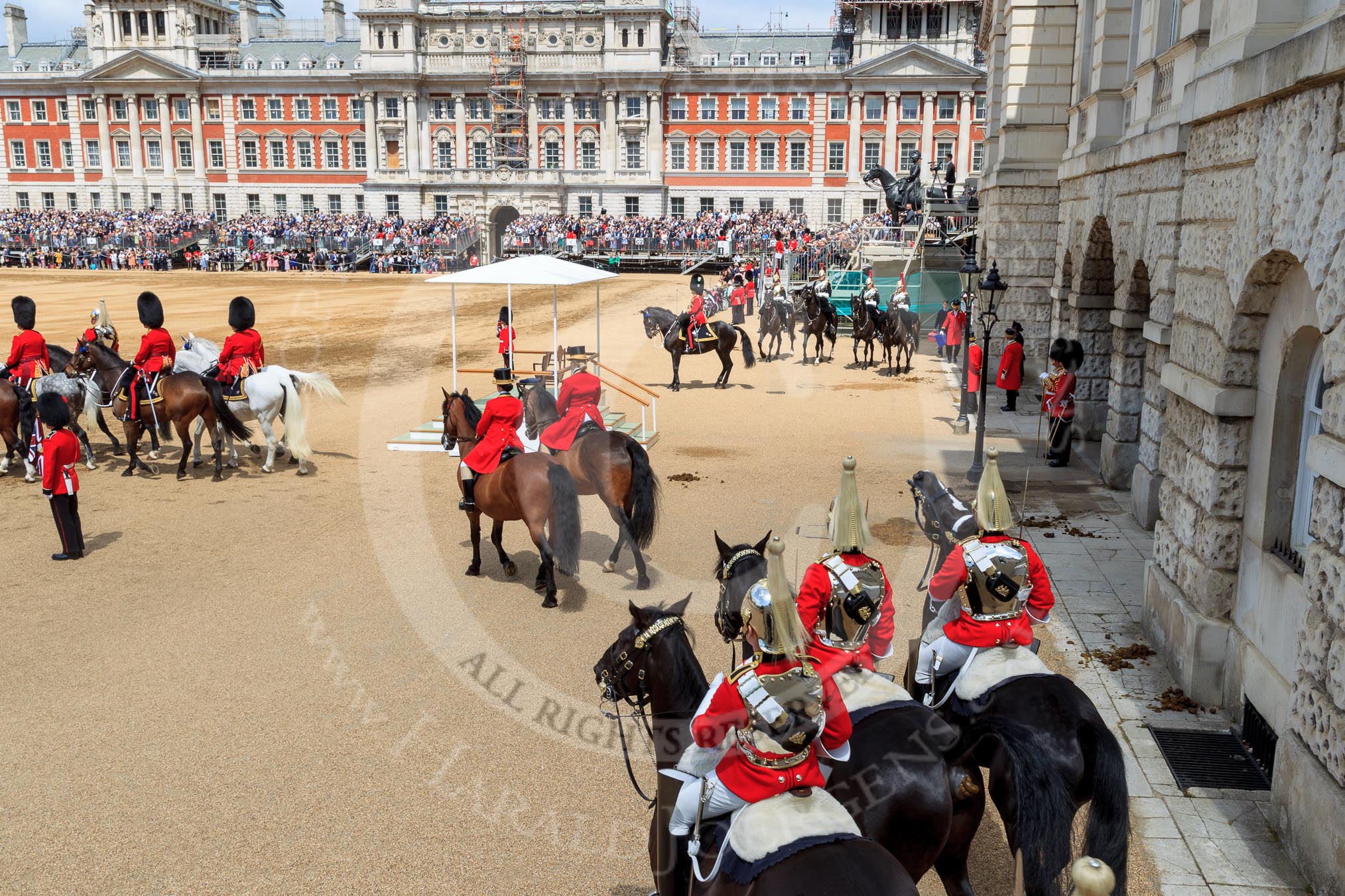 during The Colonel's Review {iptcyear4} (final rehearsal for Trooping the Colour, The Queen's Birthday Parade)  at Horse Guards Parade, Westminster, London, 2 June 2018, 12:16.