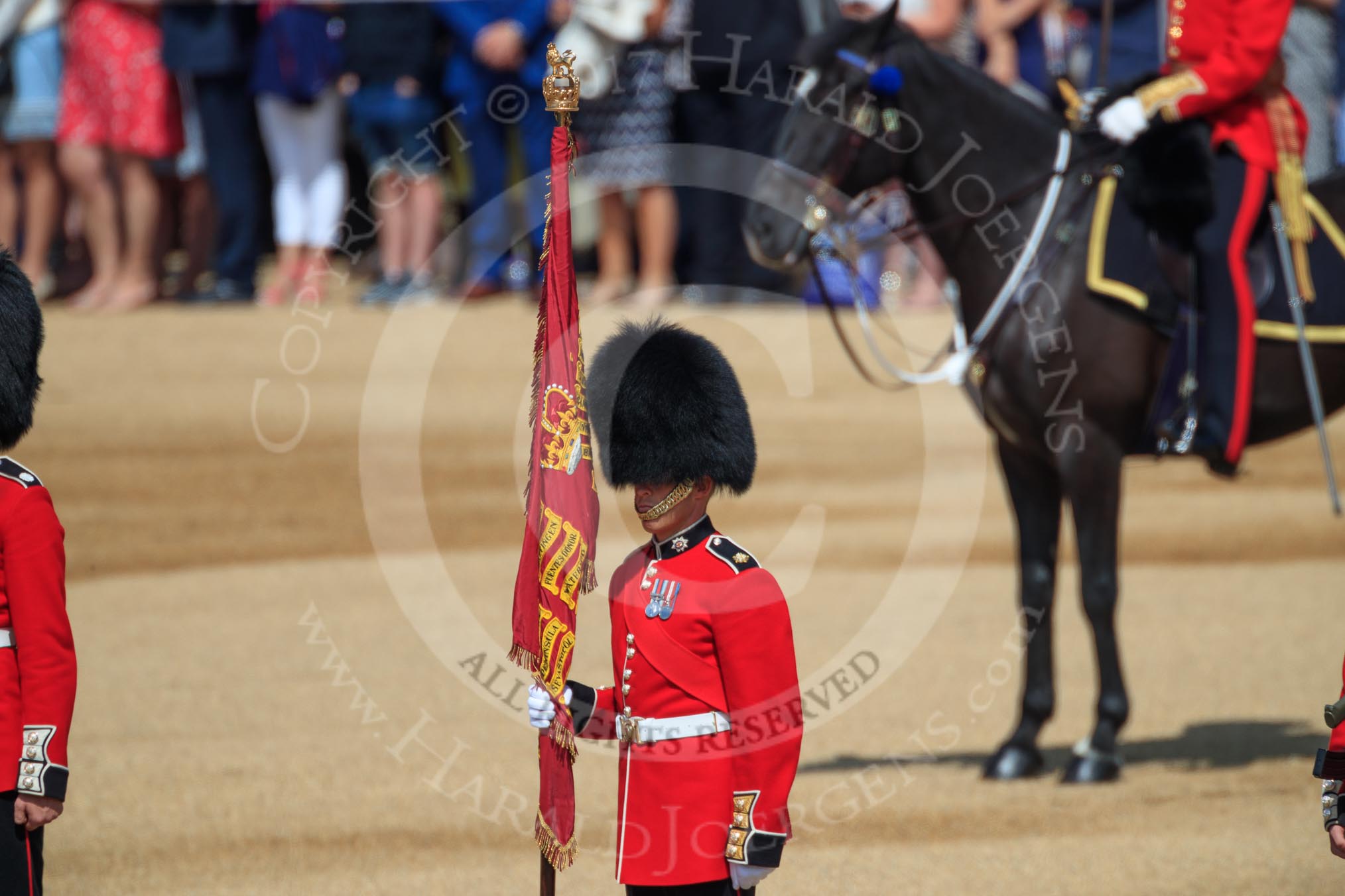 during Trooping the Colour {iptcyear4}, The Queen's Birthday Parade at Horse Guards Parade, Westminster, London, 9 June 2018, 10:47.