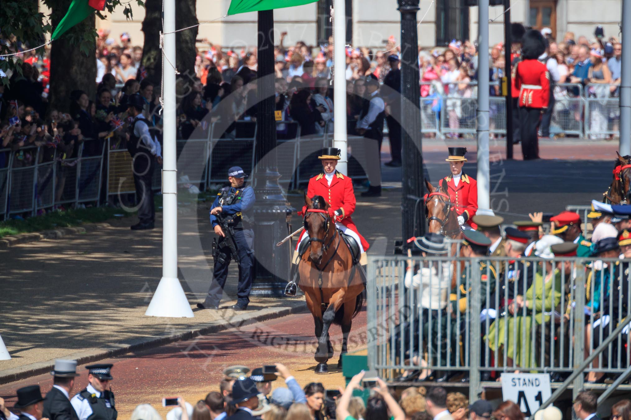 during Trooping the Colour {iptcyear4}, The Queen's Birthday Parade at Horse Guards Parade, Westminster, London, 9 June 2018, 10:48.
