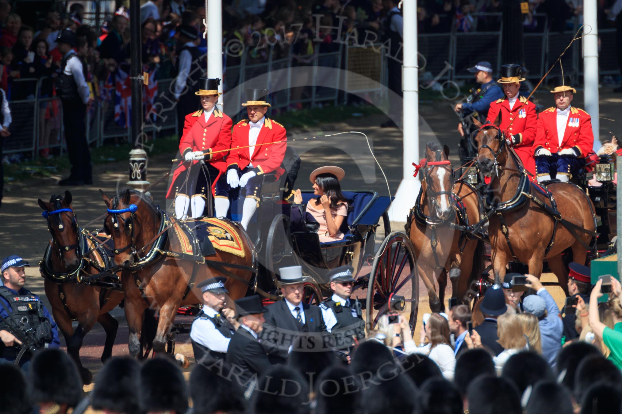 during Trooping the Colour {iptcyear4}, The Queen's Birthday Parade at Horse Guards Parade, Westminster, London, 9 June 2018, 10:48.