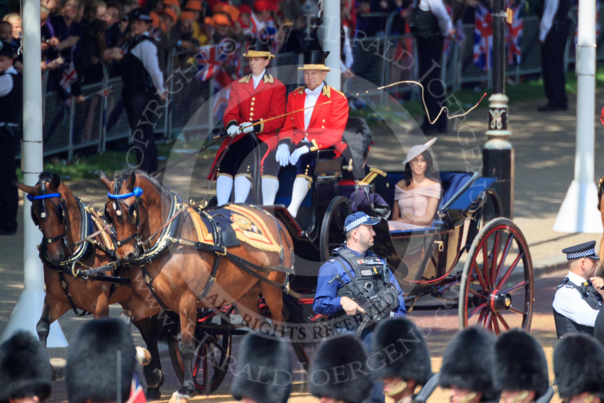 during Trooping the Colour {iptcyear4}, The Queen's Birthday Parade at Horse Guards Parade, Westminster, London, 9 June 2018, 10:48.